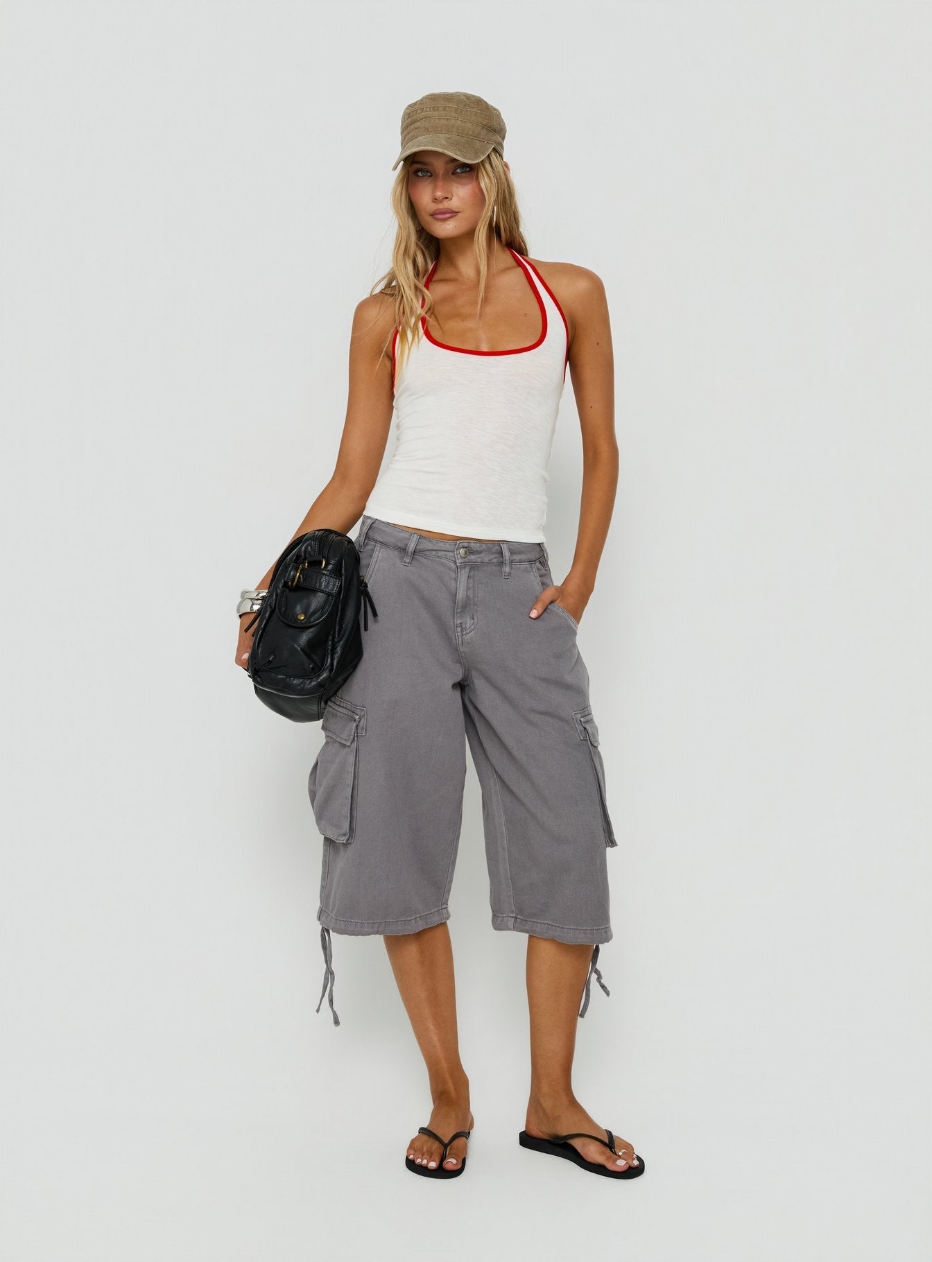 Sugar Talking Contrast Halter Top White / Red - women's top by Ellevoria - view 3