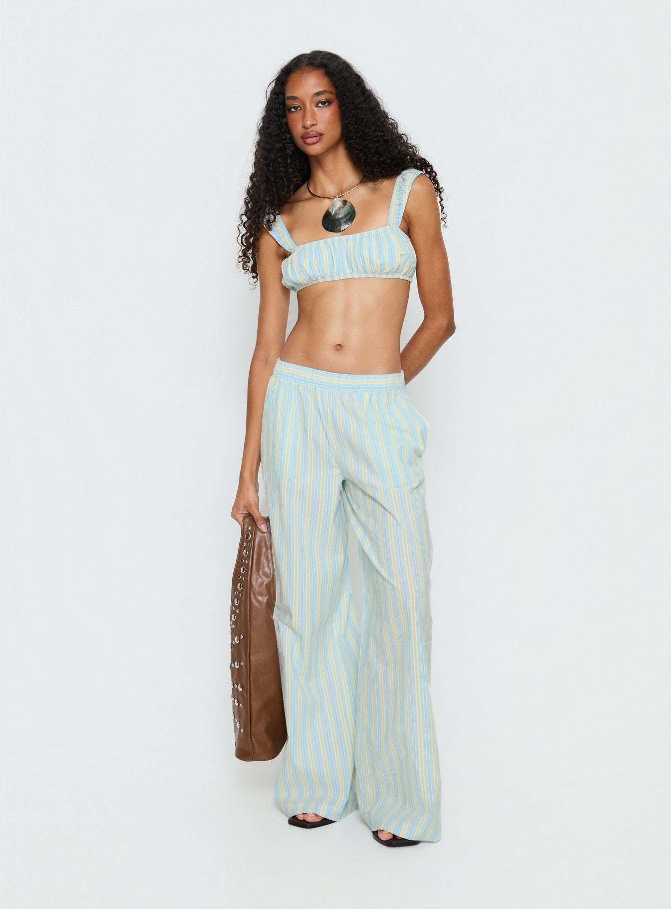Talyssa Elasticated Waist Pants Blue Stripe women's pant set by Ellevoria
