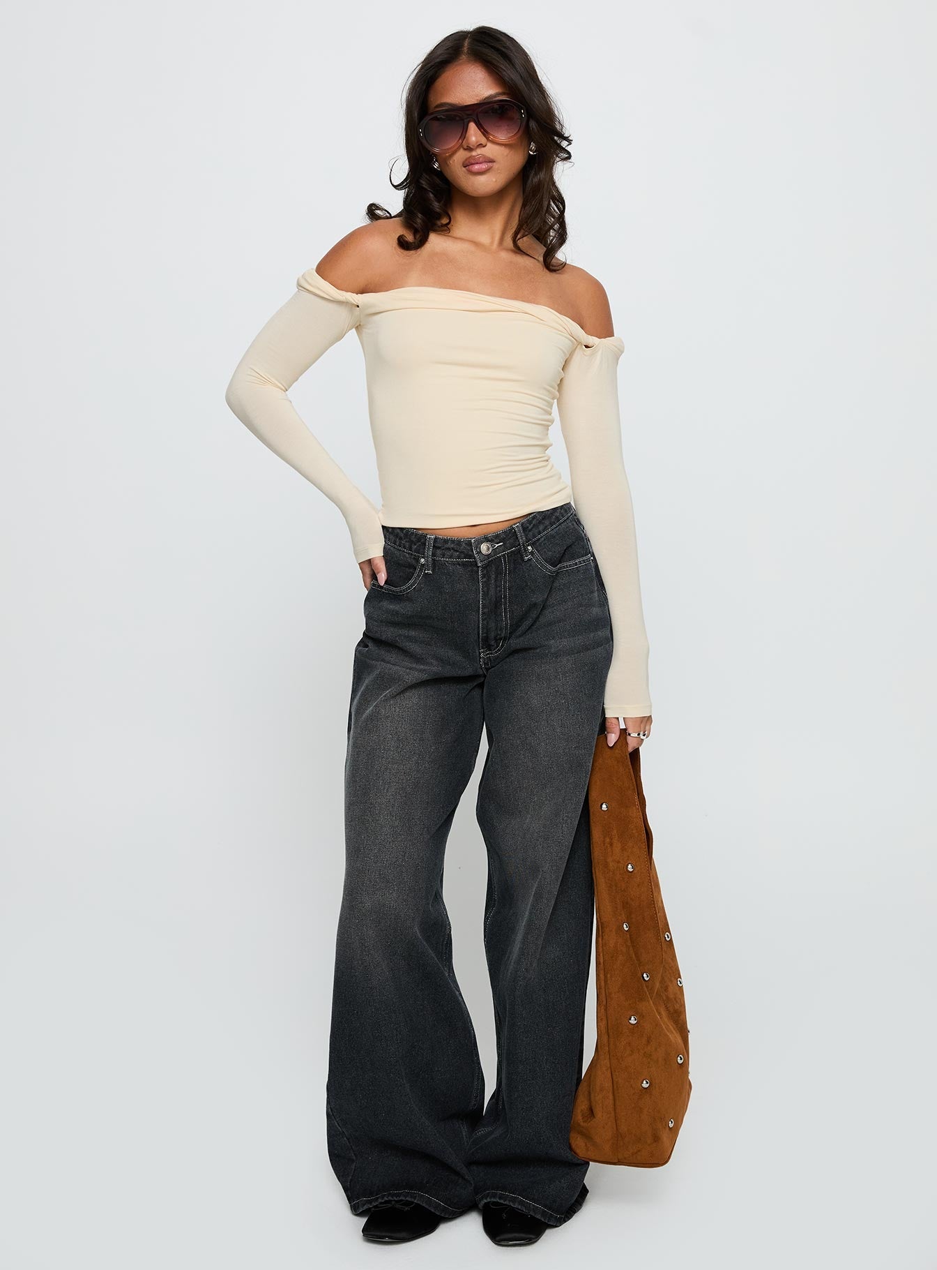 Naylor Mid Rise Wide Leg Jeans Grey Wash women's denim jeans by Ellevoria