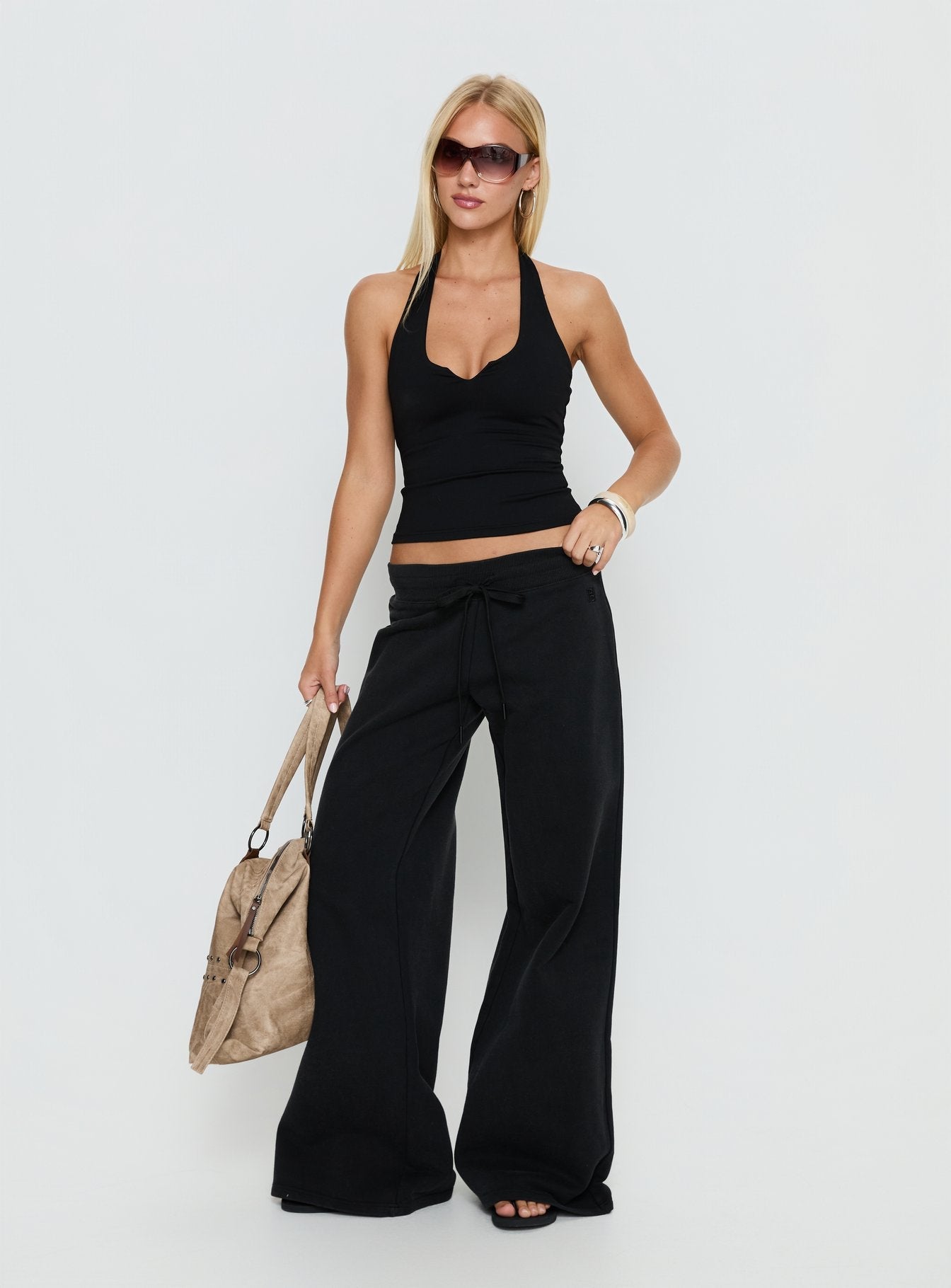 Dodie Wide Leg Pants Washed Black - loose fit women's bottoms by Ellevoria