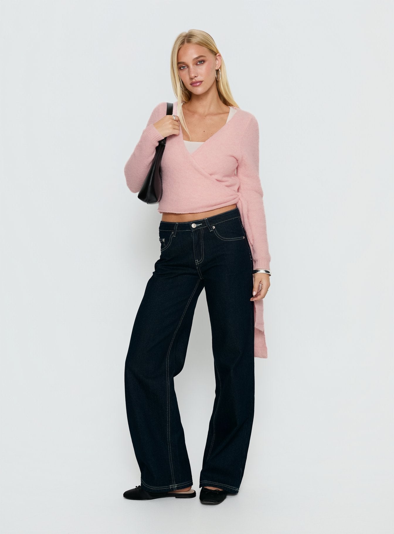 Tonee Wrap Knit Cardigan Pink women's sweater by Ellevoria