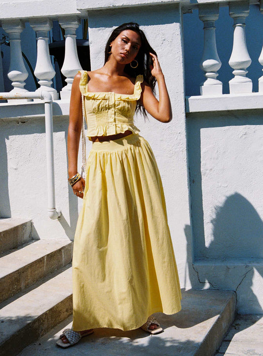 Valerio Maxi Skirt Yellow women's skirt by Ellevoria