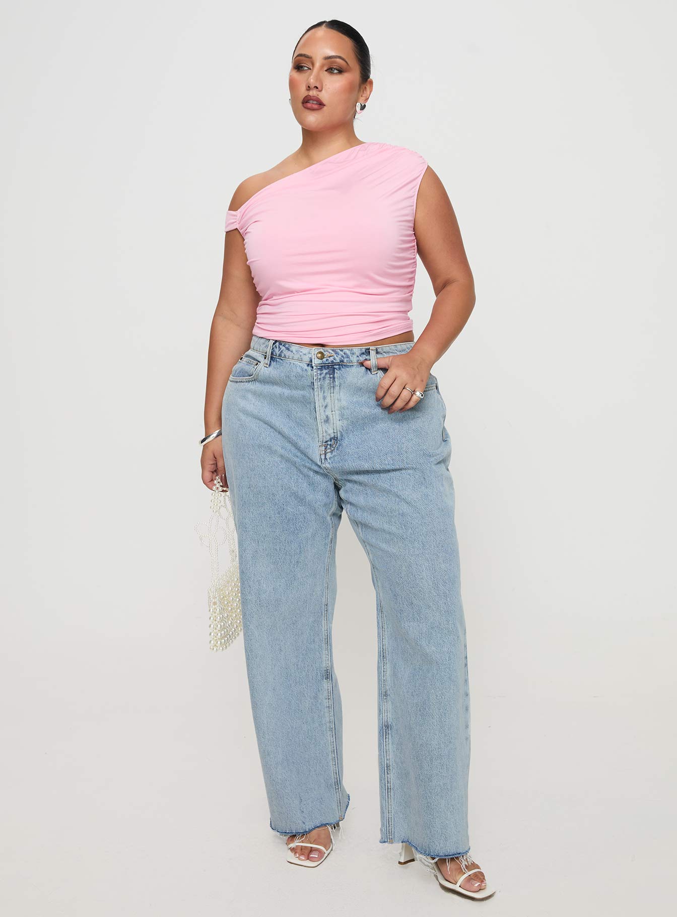 Fawcett High Rise Straight Leg Jeans Light Blue Wash Curve women's denim jeans by Ellevoria