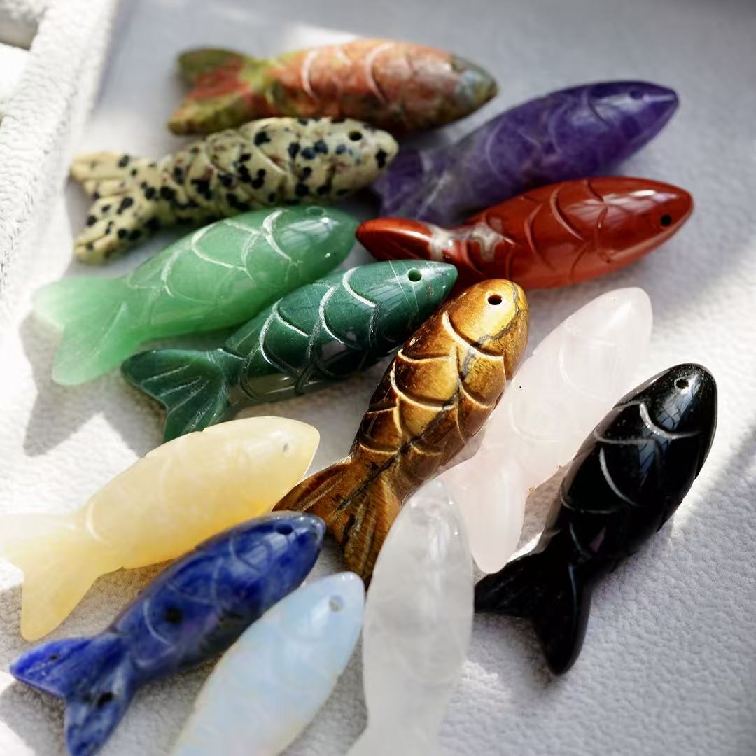Crystal Fish Charm Pendant