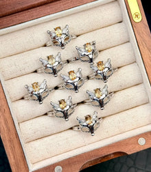 Adjustable Copper Silver Plated Crystal Ring
