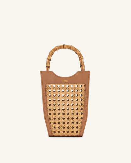 FEI Faux Bamboo Woven Phone Bag - Brown