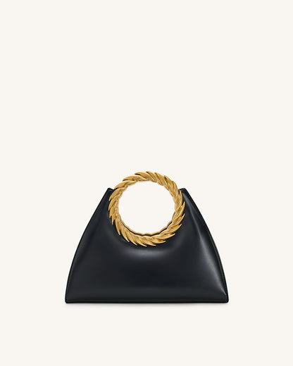 Amiya Leaf Handle Sculpture Bag - Black