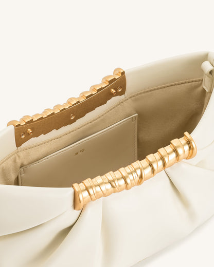 Leia Pleated Clutch - White