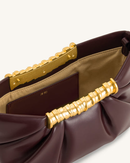 Leia Pleated Clutch - Deep Burgundy