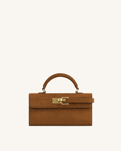 Keyla Faux Suede Top Handle Bag -  Brown