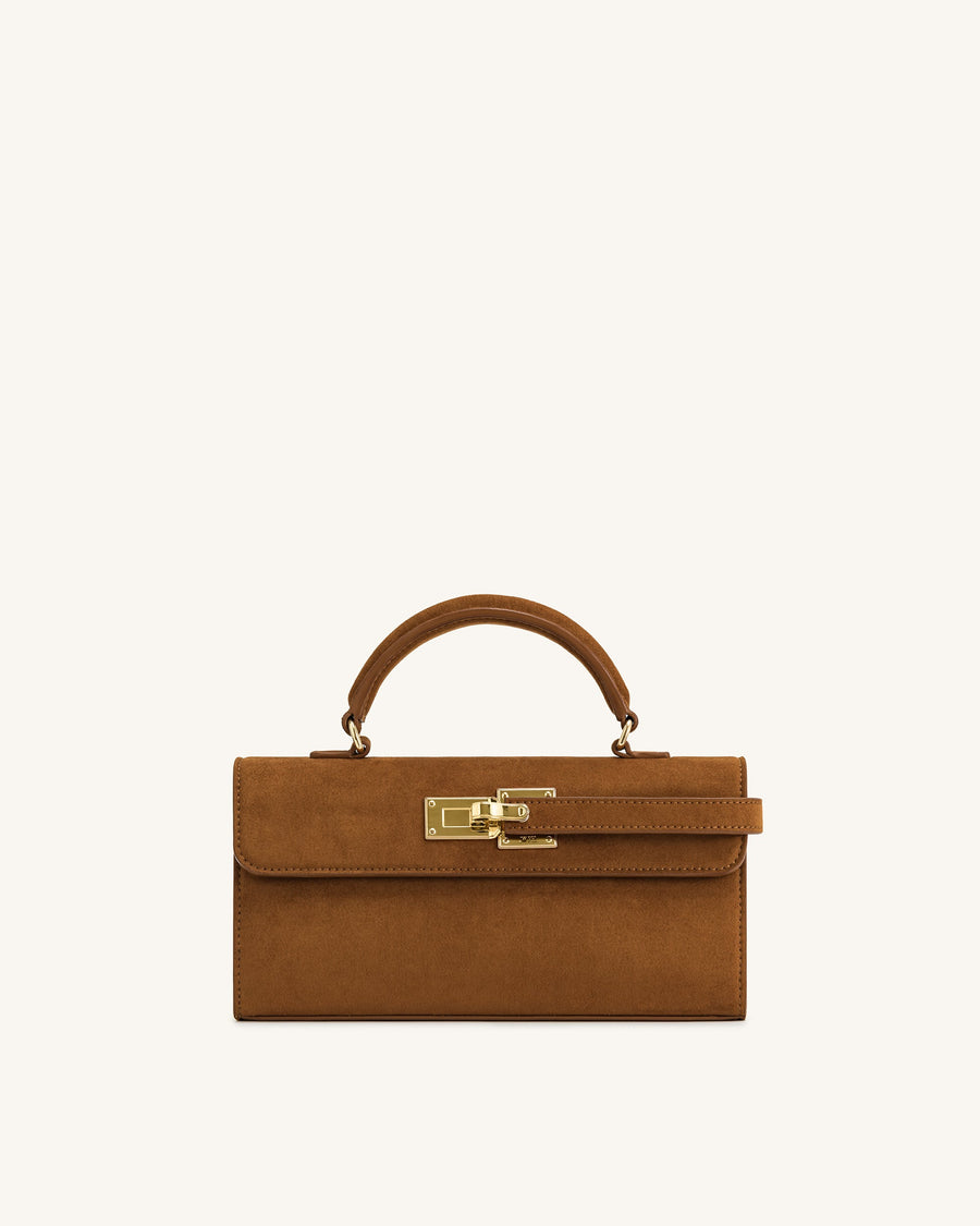 Keyla Faux Suede Top Handle Bag -  Brown
