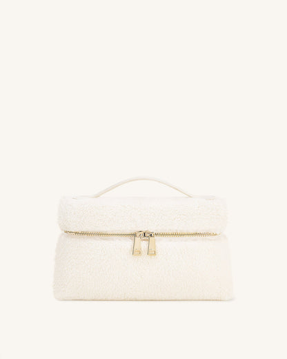 Thea Faux Fur Top Handle Bag - Cream