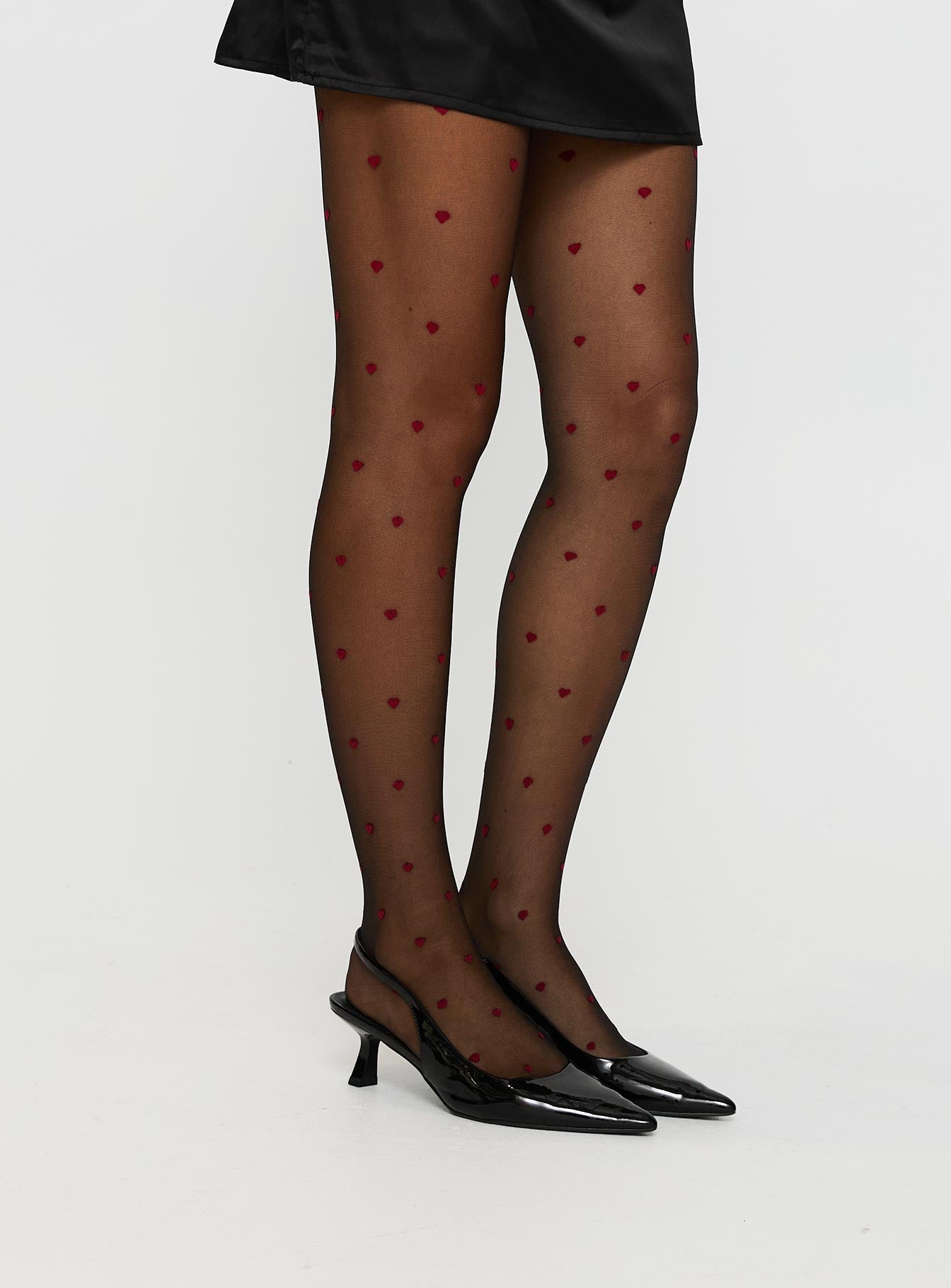 In My Heart Stockings Black / Red women's tights by Ellevoria