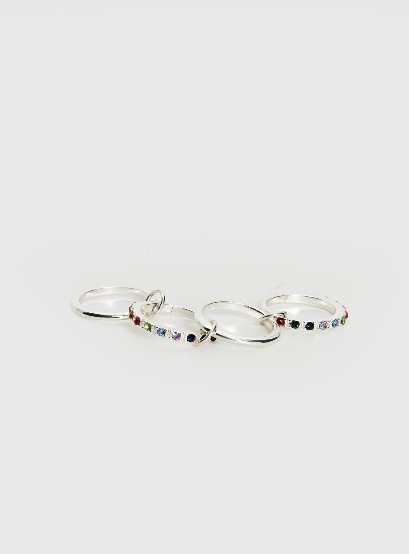 Leanah Stacked Gemstone Ring Silver women's ring by Ellevoria