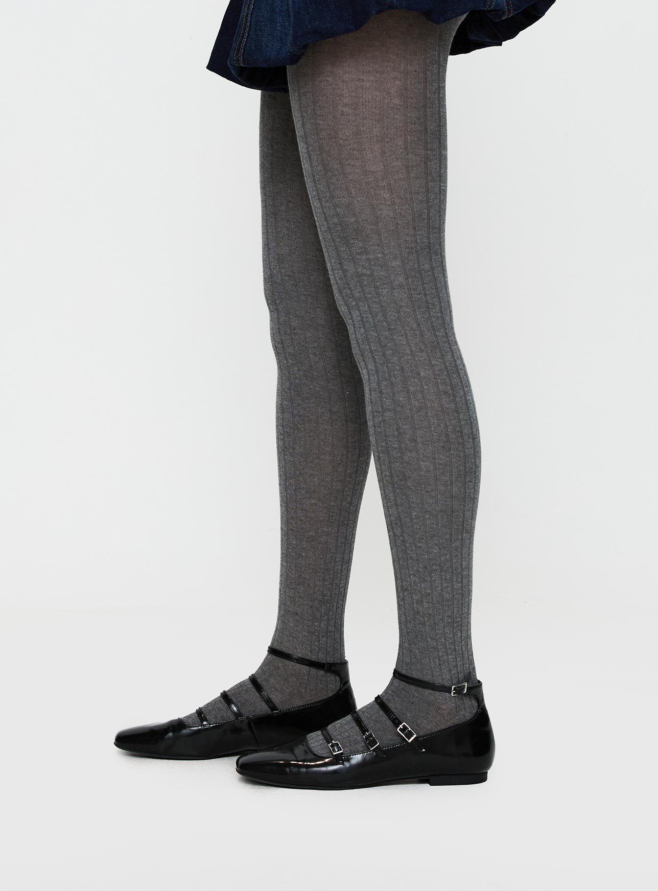 Flashback Ribbed Stockings Grey women's tights by Ellevoria