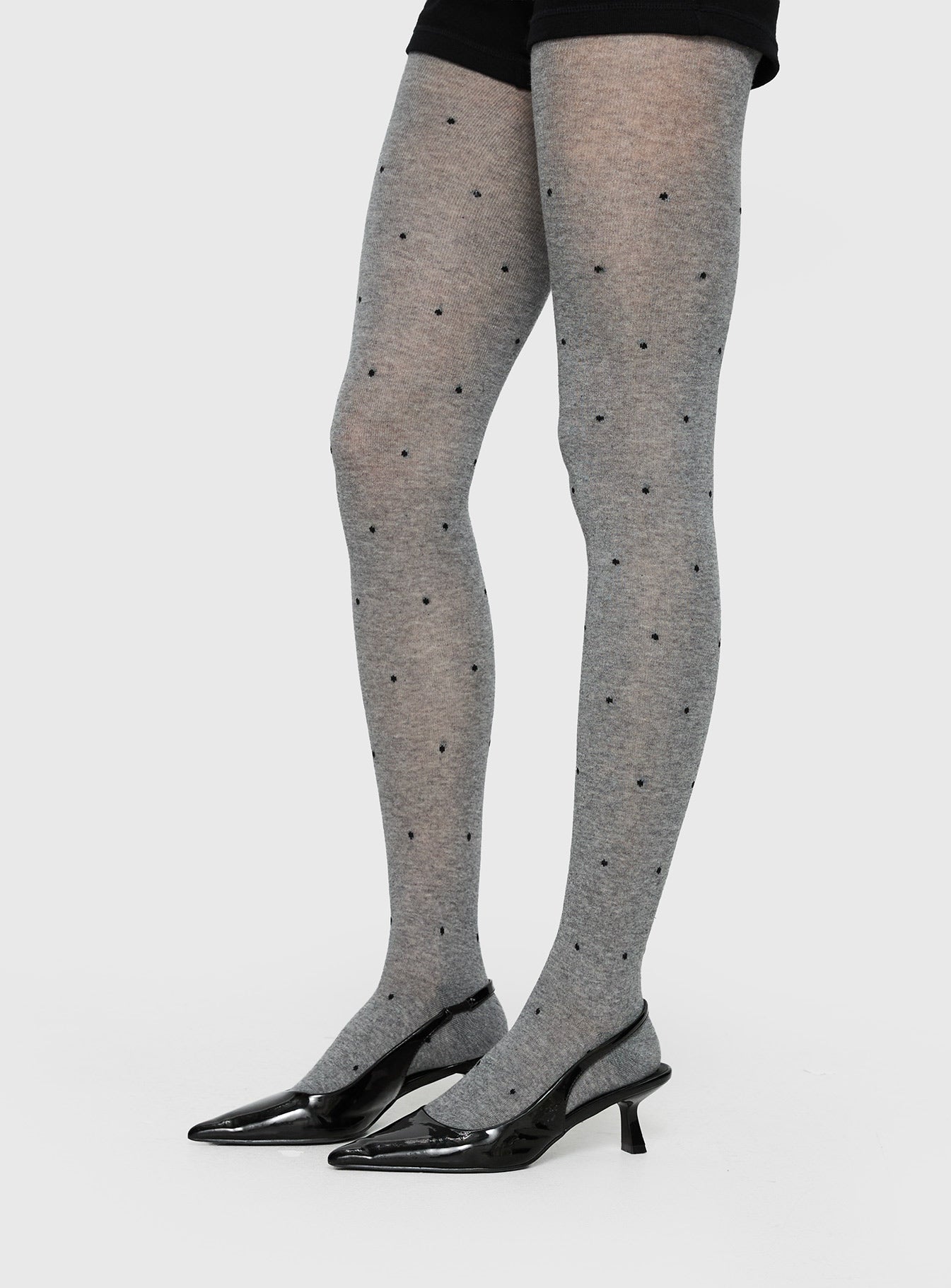 Coretta Tights Grey / Black Polka women's tights by Ellevoria