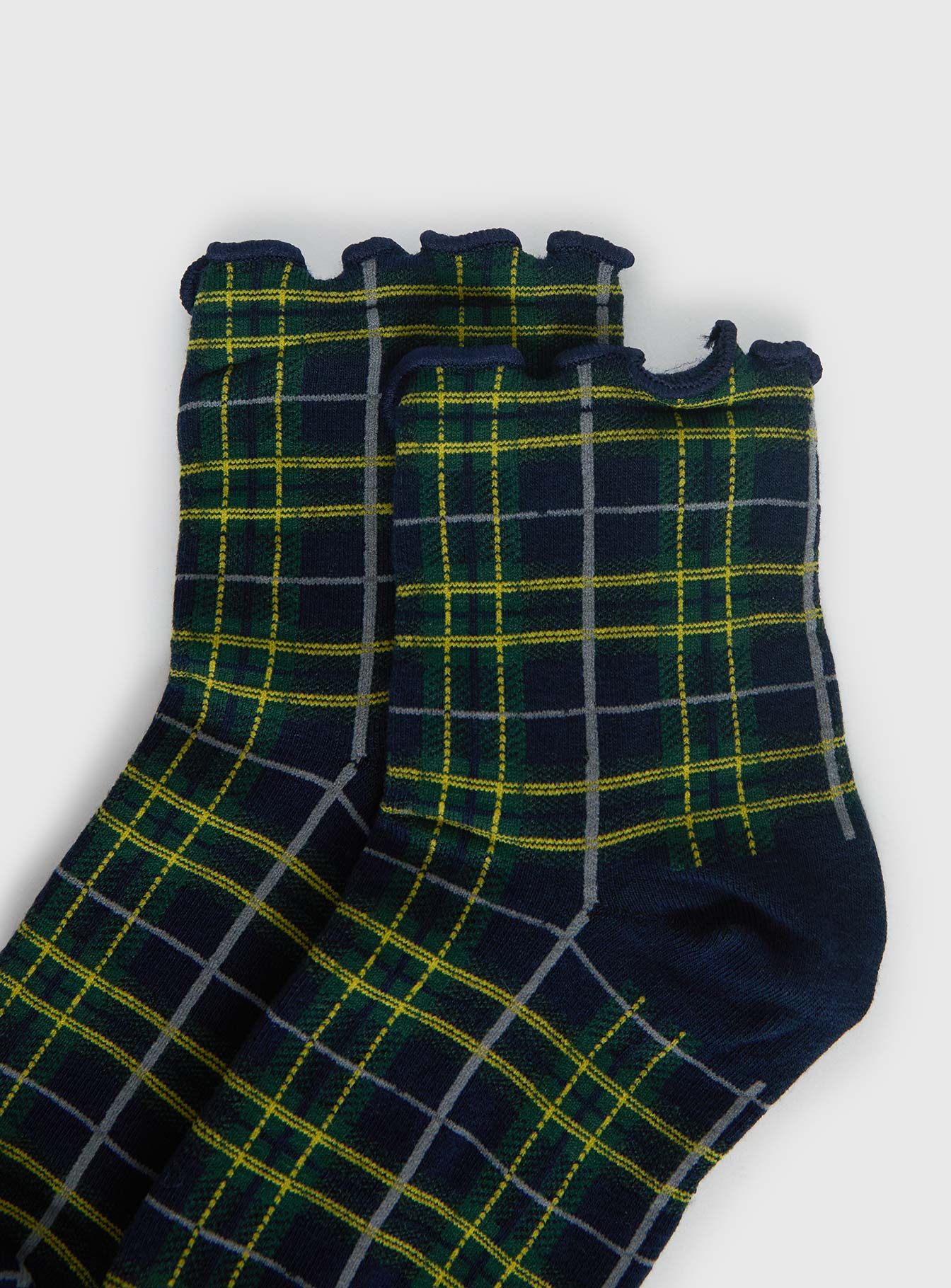 Zaylenna Frill Socks Navy Check women's socks by Ellevoria