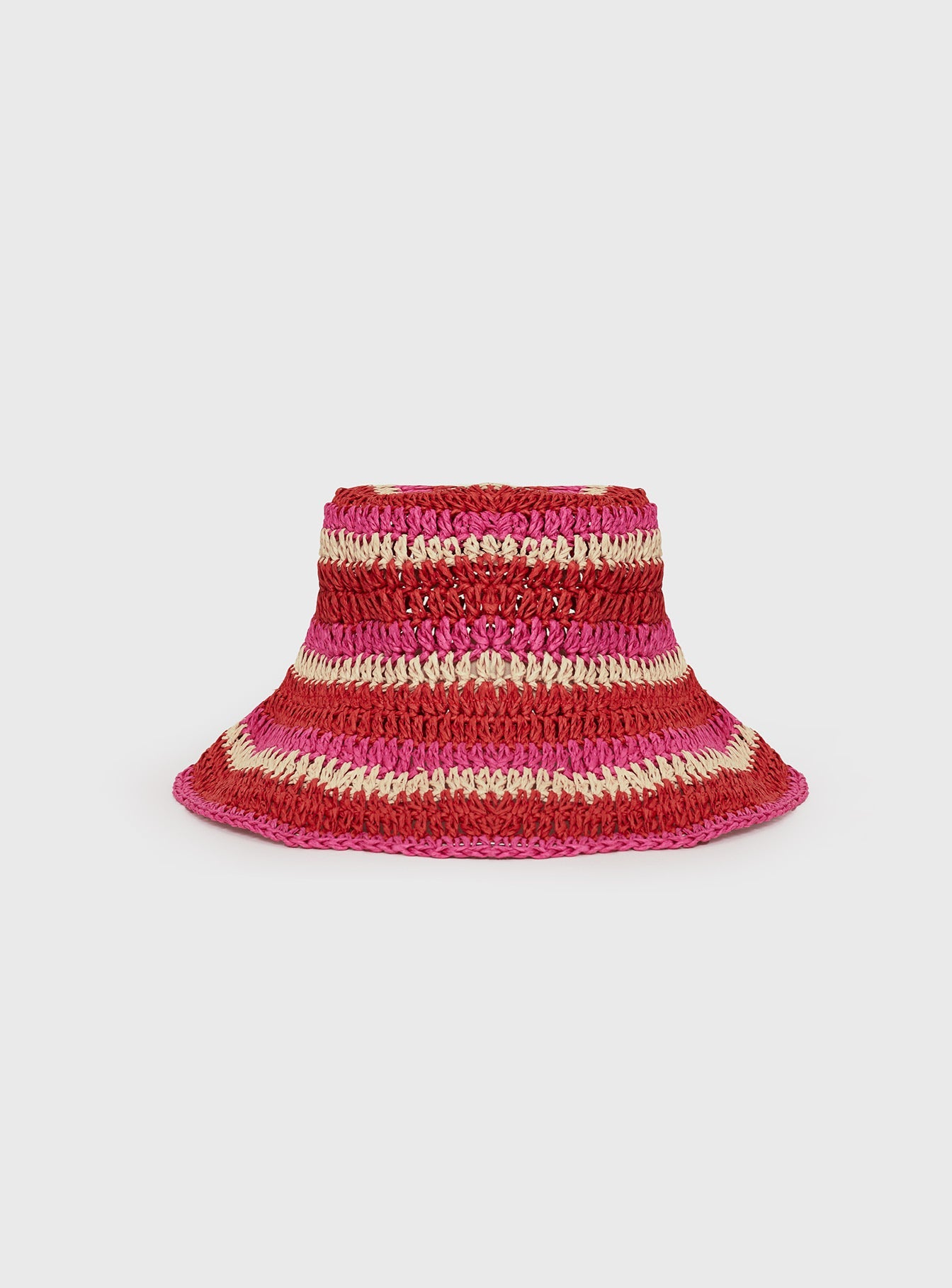 Alonza Crochet Bucket Hat Pink/red women's accessory by Ellevoria