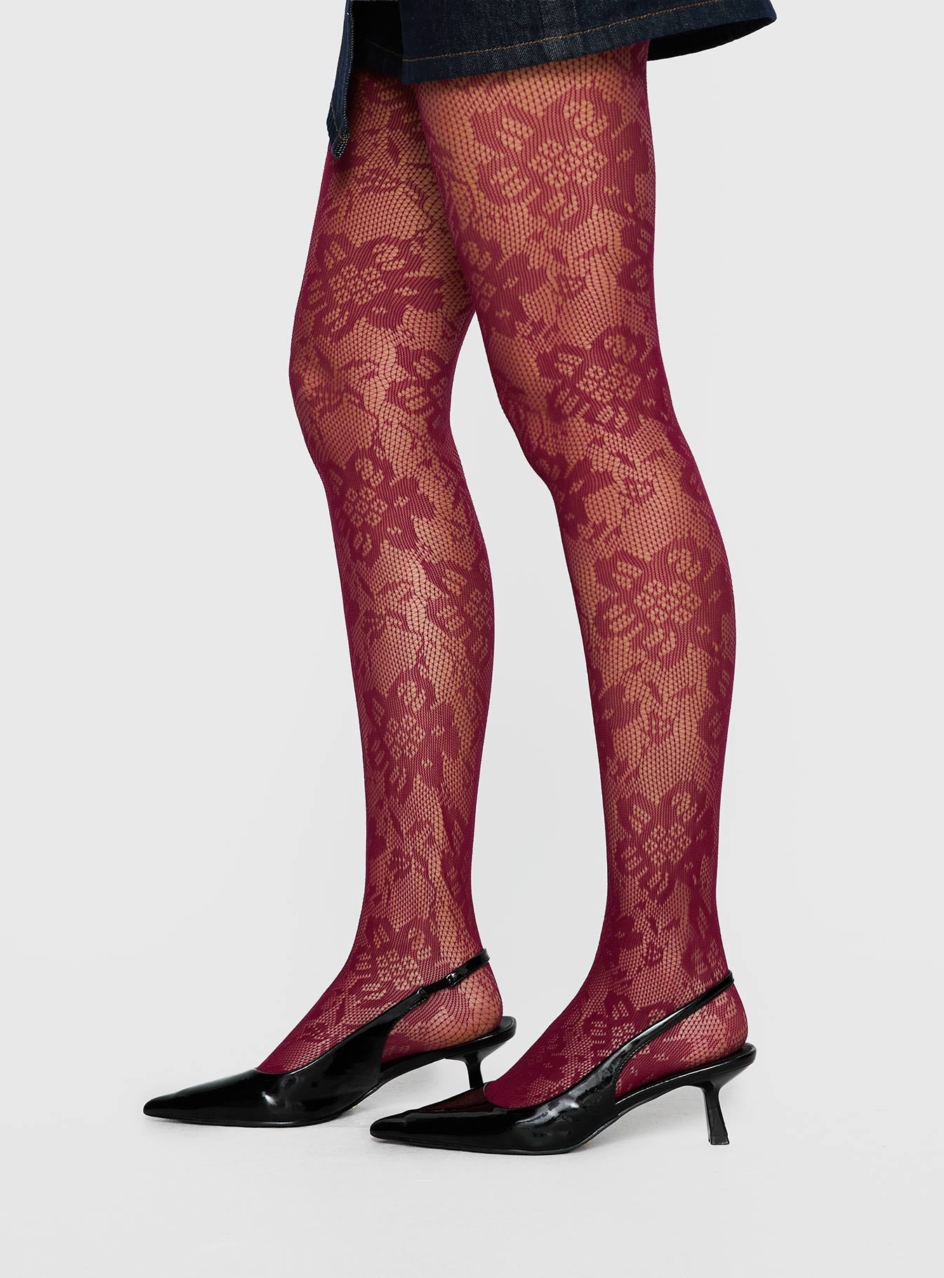 Ammelia Sheer Lace Tights Red women's tights by Ellevoria
