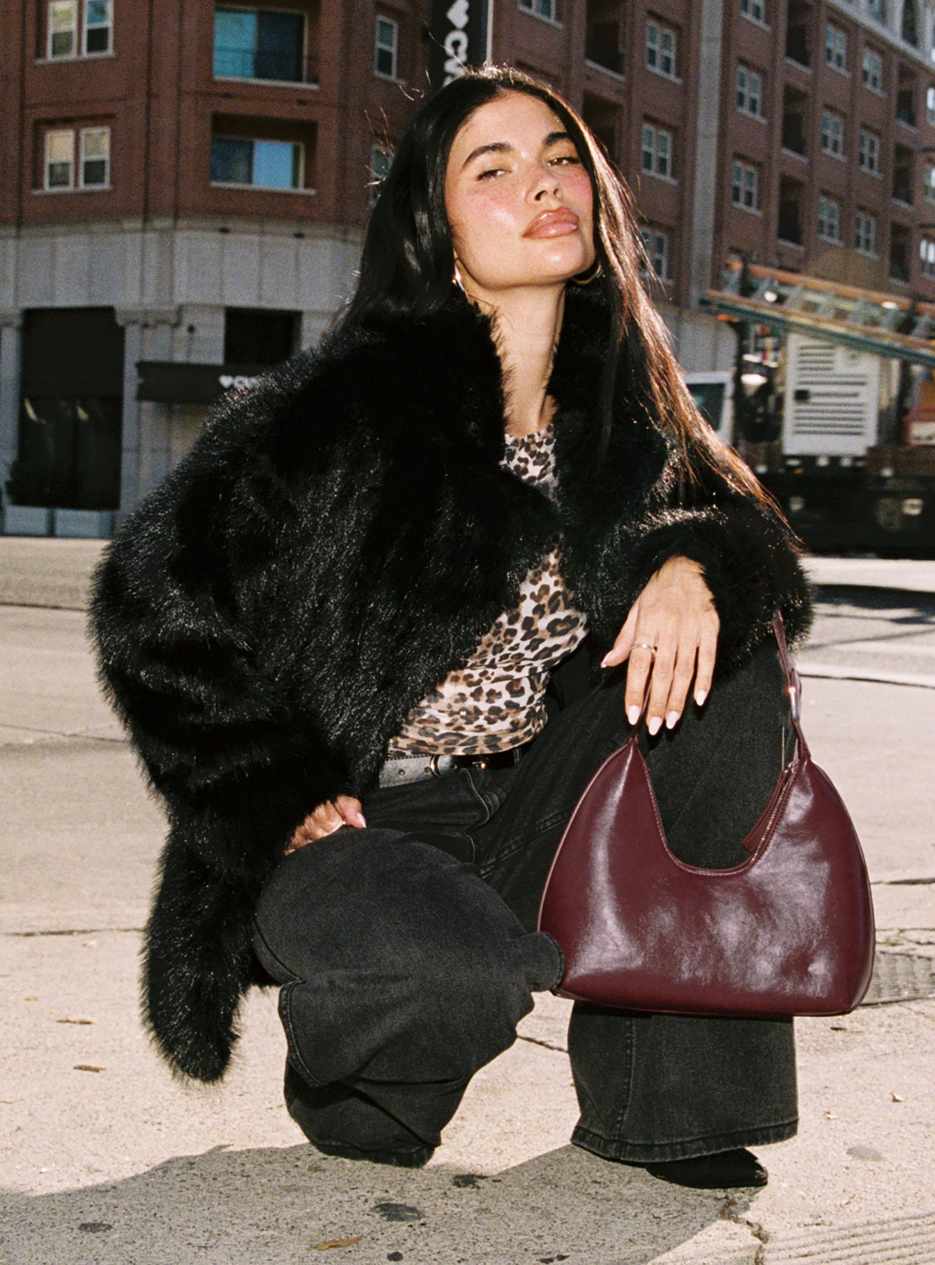 Super Trouper Faux Fur Jacket Black women's jacket by Ellevoria