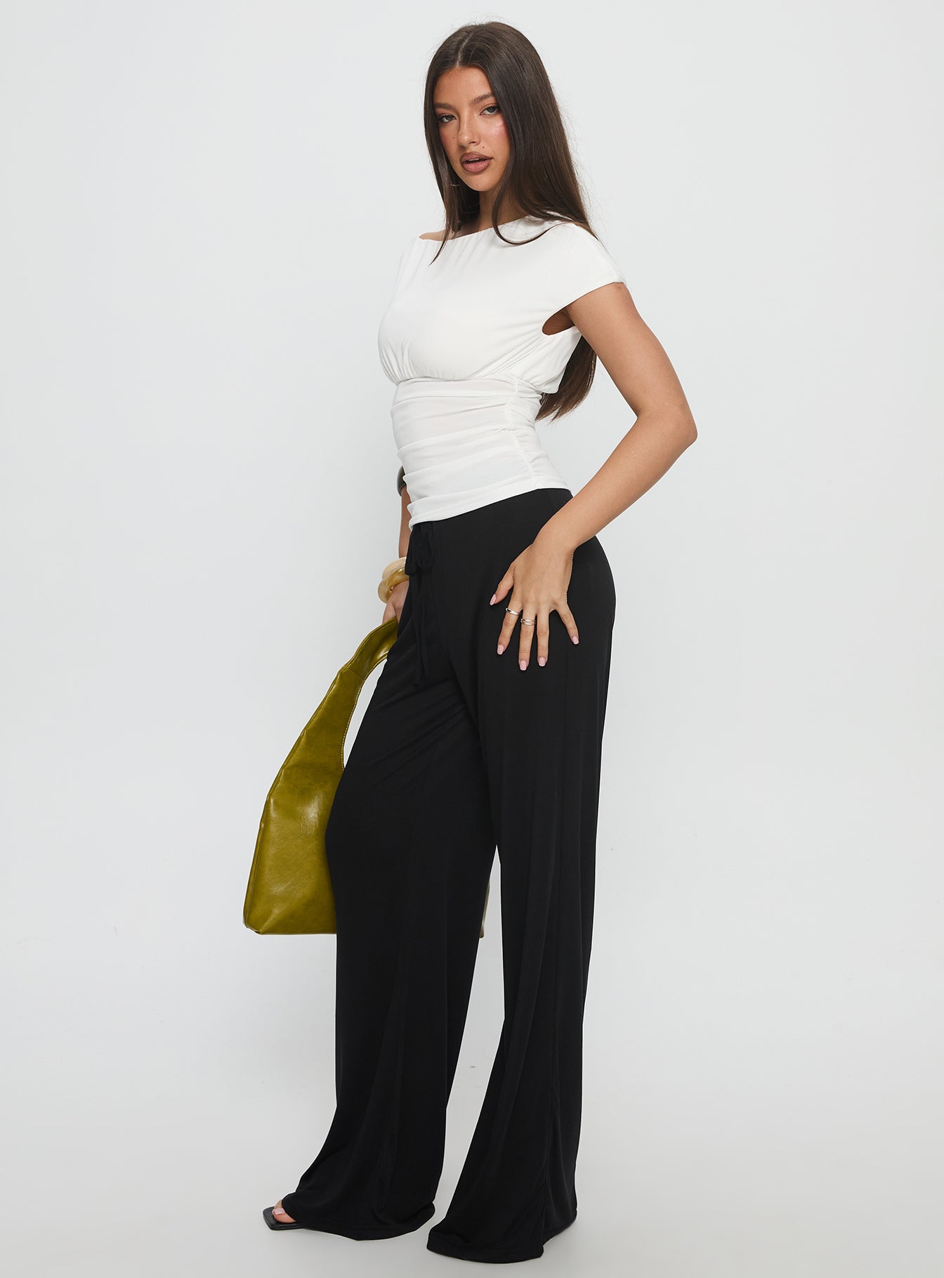 Gavrielle Jersey Wide Leg Pants Black - loose fit women's bottoms by Ellevoria