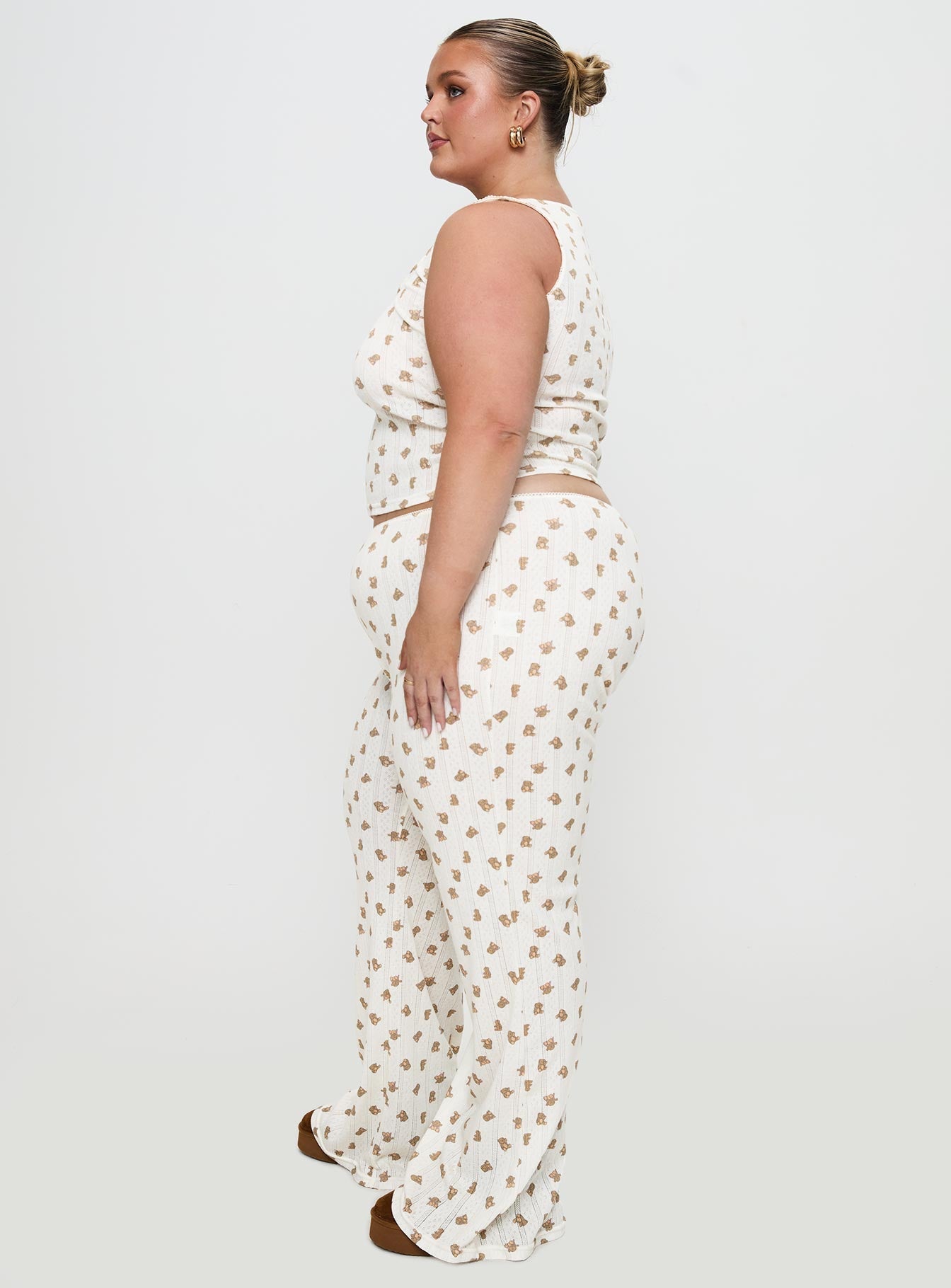 Sleepytea Pointelle Sleep Pant Multi Curve women's pant set by Ellevoria