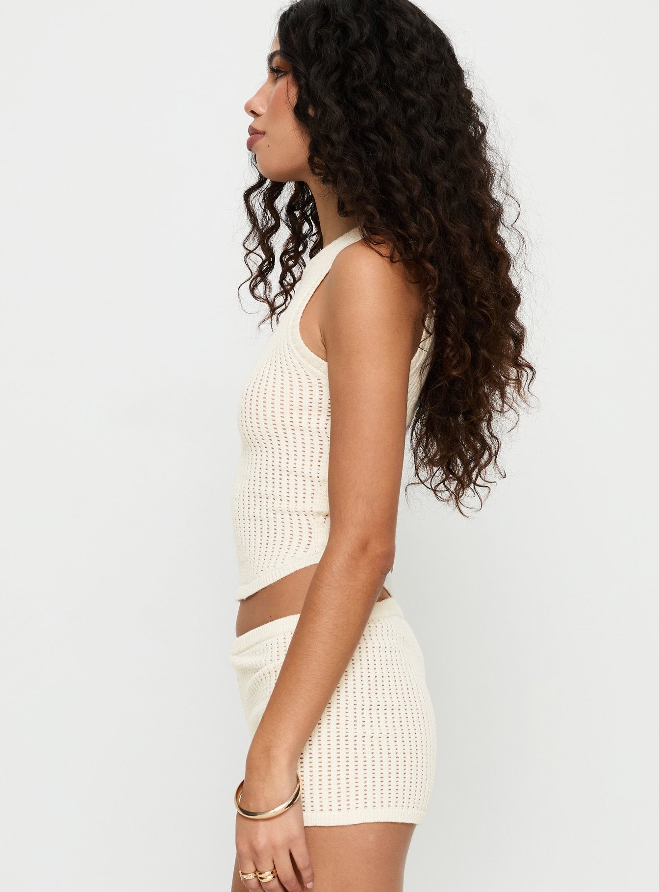 Leilah Crochet Tank Top Cream - women's top by Ellevoria - view 4