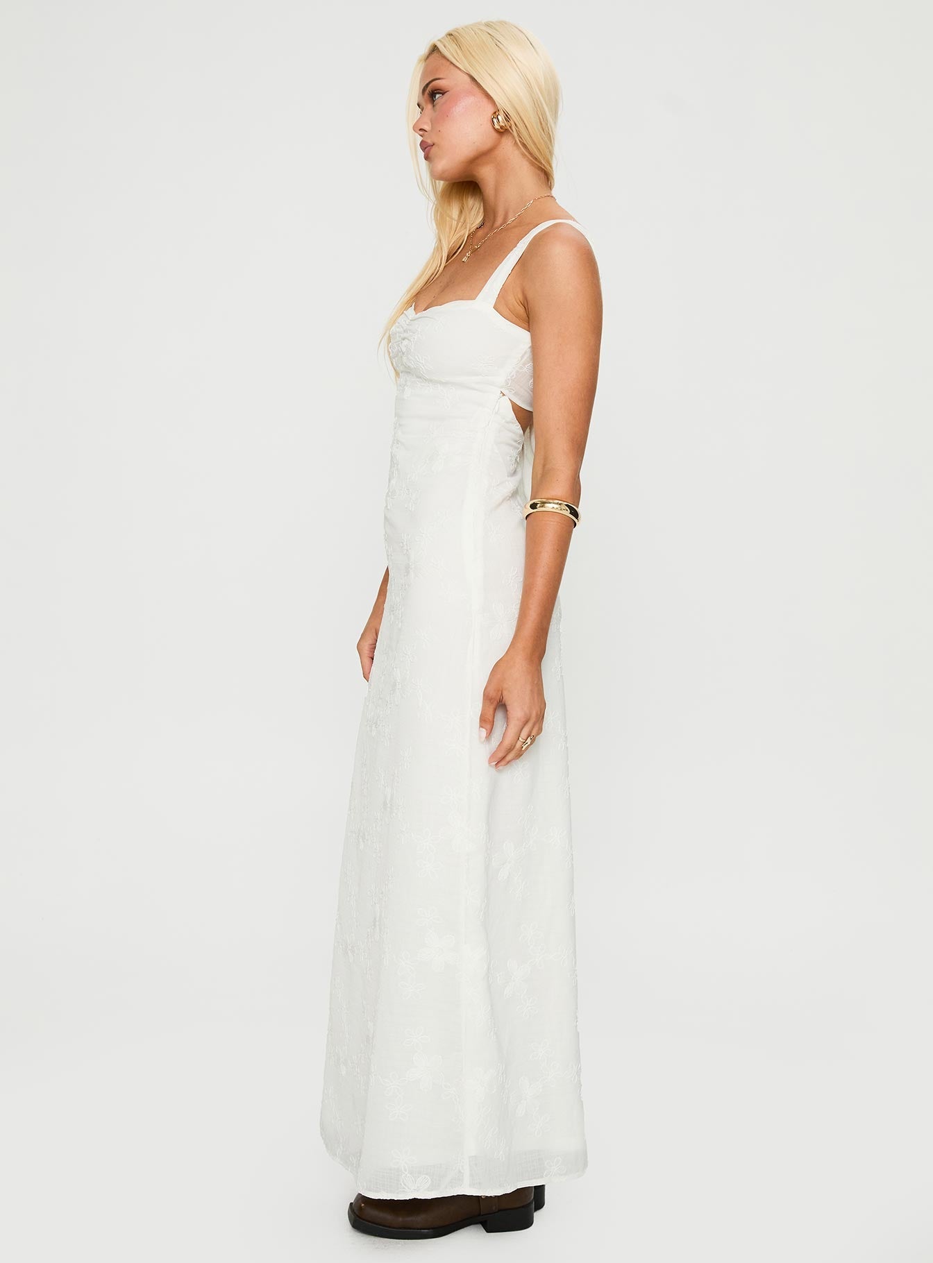 Maisone Broderie Maxi Dress White - women's maxi dress by Ellevoria - view 4