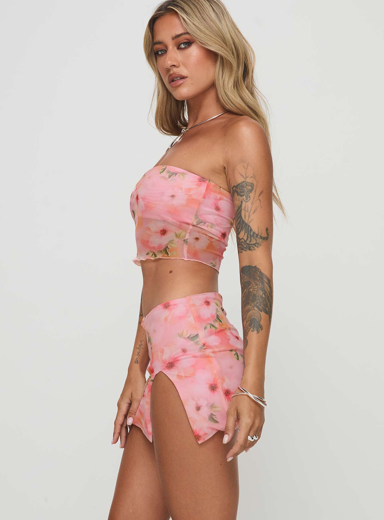 Corella Set Digital Pink Floral women's skirt set by Ellevoria