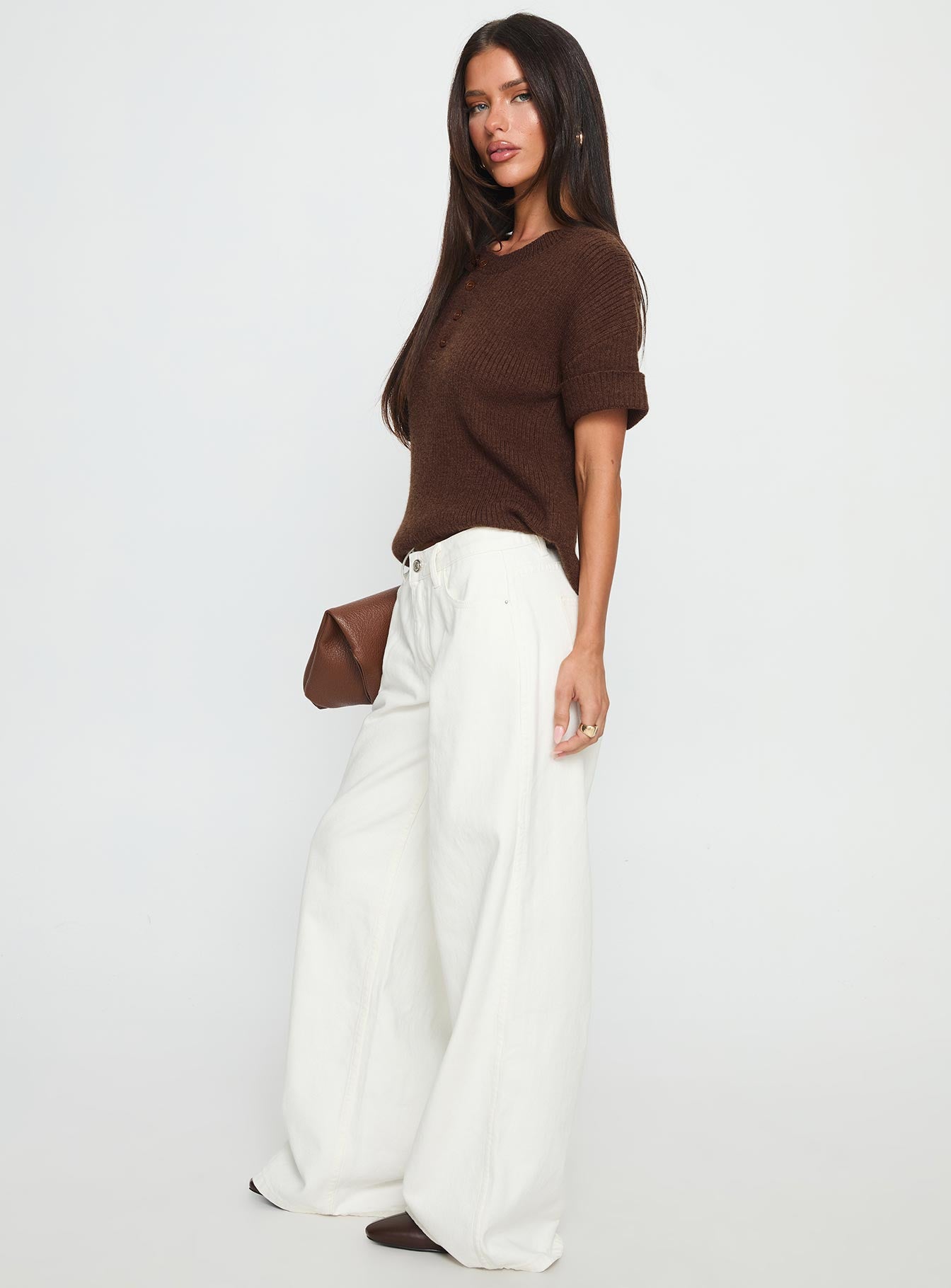 Ramos Low Rise Wide Leg Jeans White women's denim jeans by Ellevoria
