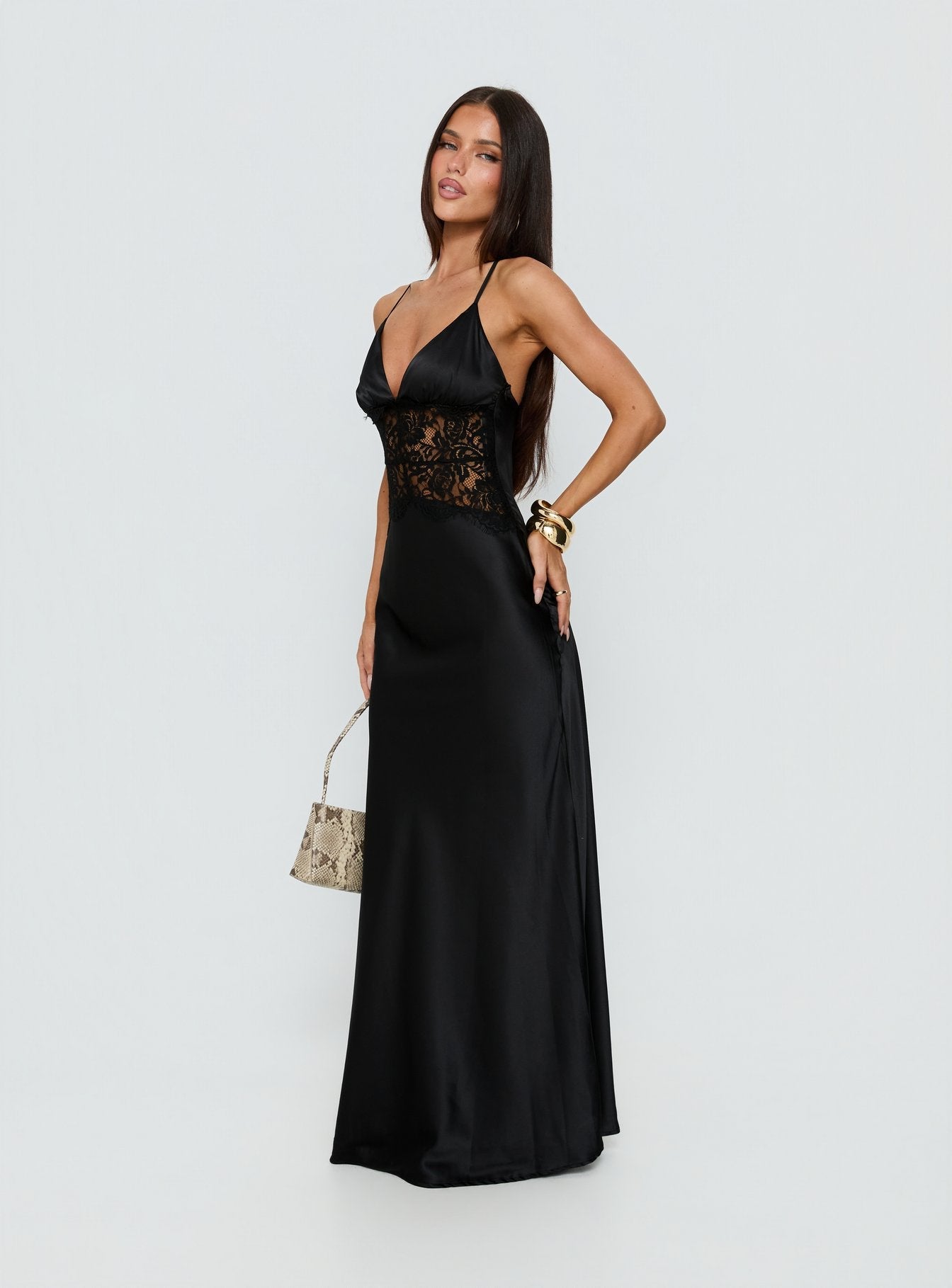 Klairee Lace Maxi Dress Black - women's maxi dress by Ellevoria - view 4