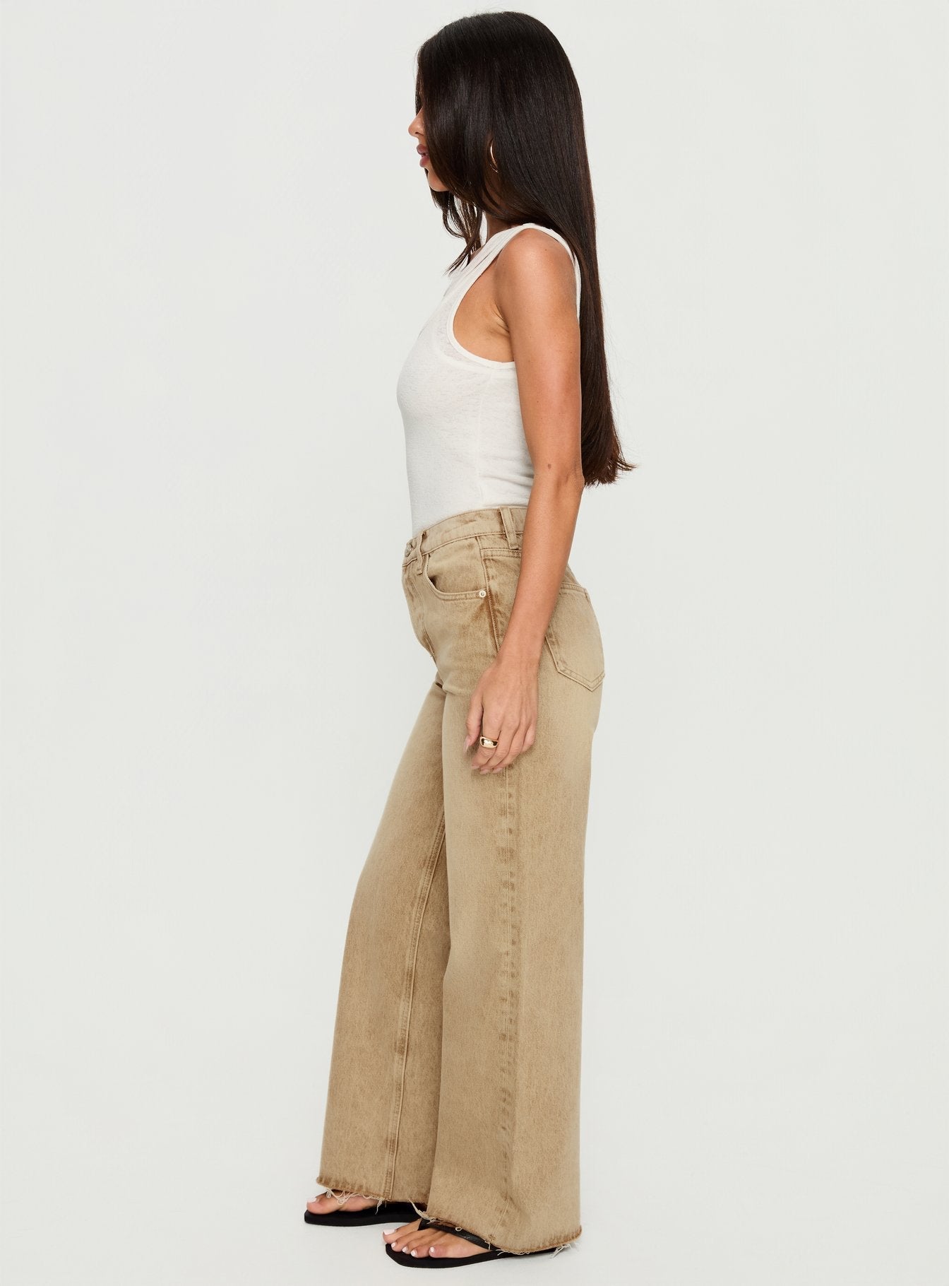 Fawcett High Rise Straight Leg Jeans Tan women's denim jeans by Ellevoria