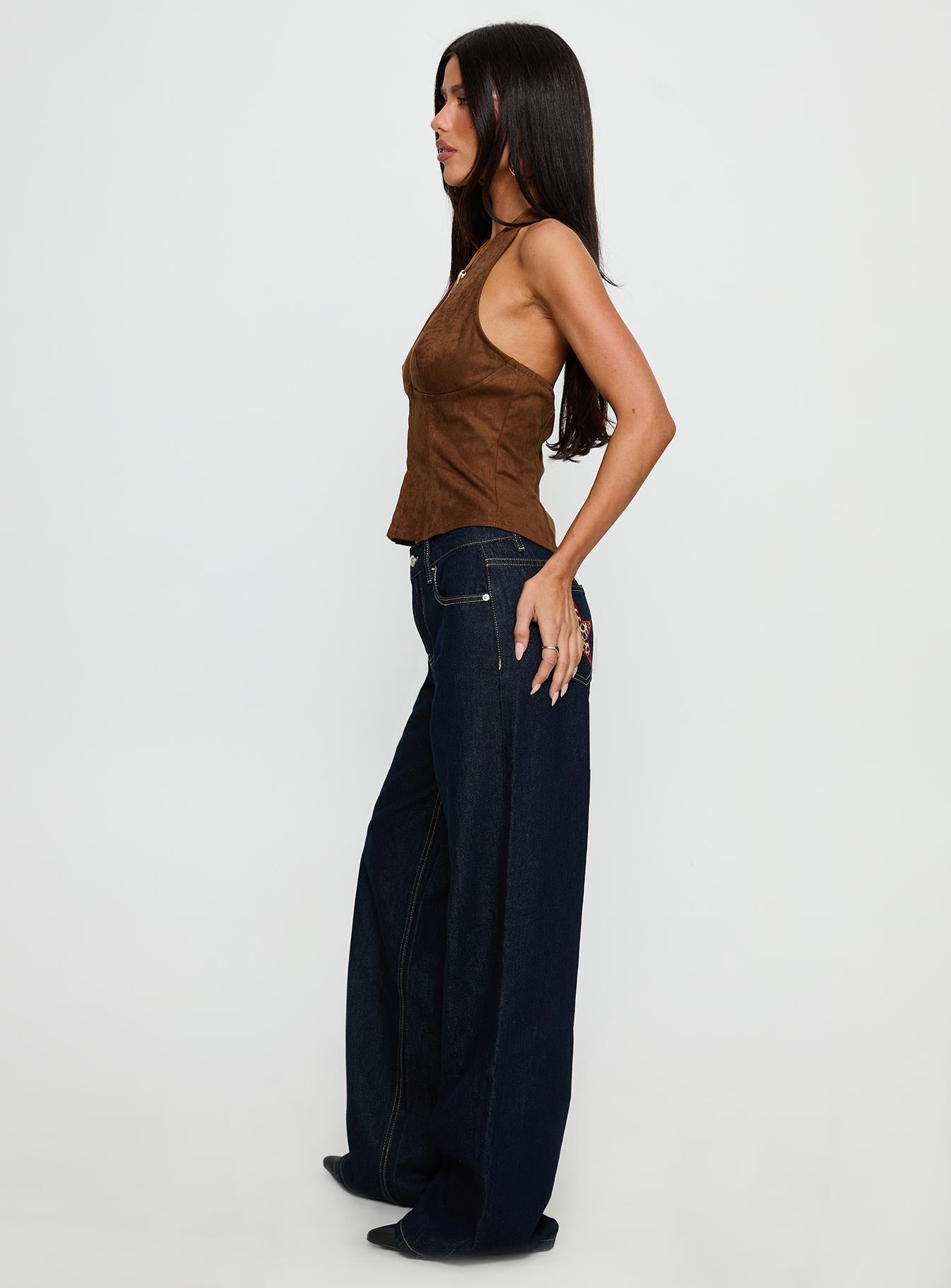 Favourite Reference Mid Rise Straight Leg Jeans Dark Indigo women's denim jeans by Ellevoria