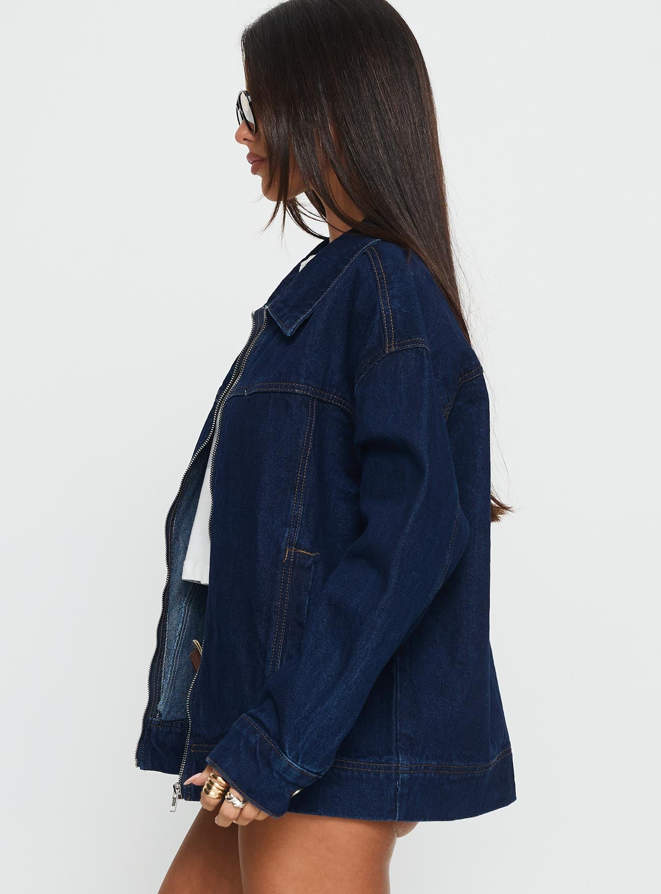 Goldsmith Denim Bomber Jacket Dark Wash women's jacket by Ellevoria