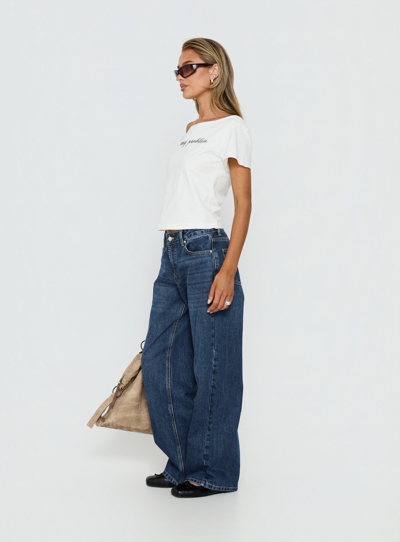 Serenitia Mid Rise Relaxed Jeans Dark Blue Wash women's denim jeans by Ellevoria