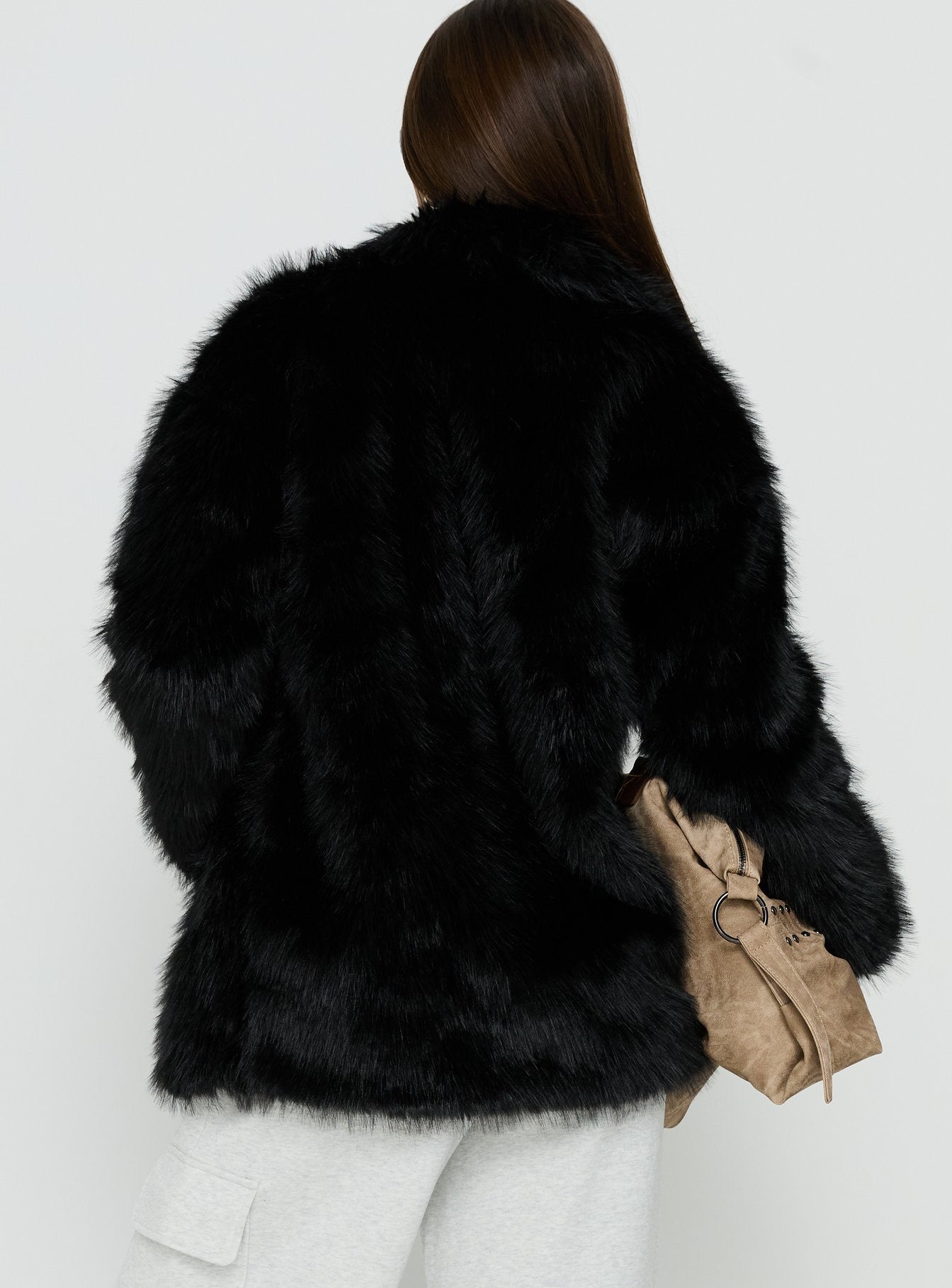 Super Trouper Faux Fur Jacket Black women's jacket by Ellevoria