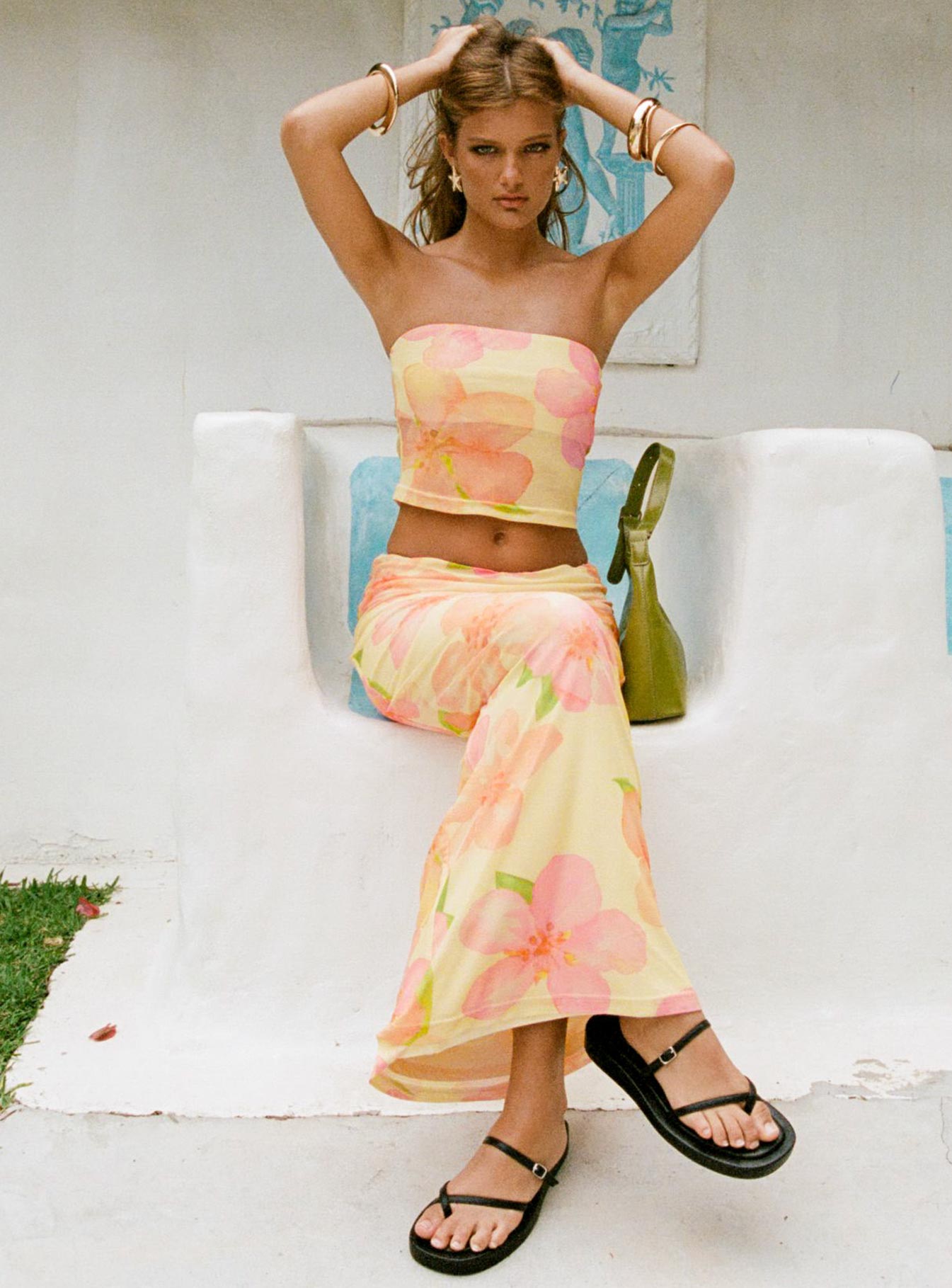 Heatwave Set Yellow / Floral women's skirt set by Ellevoria