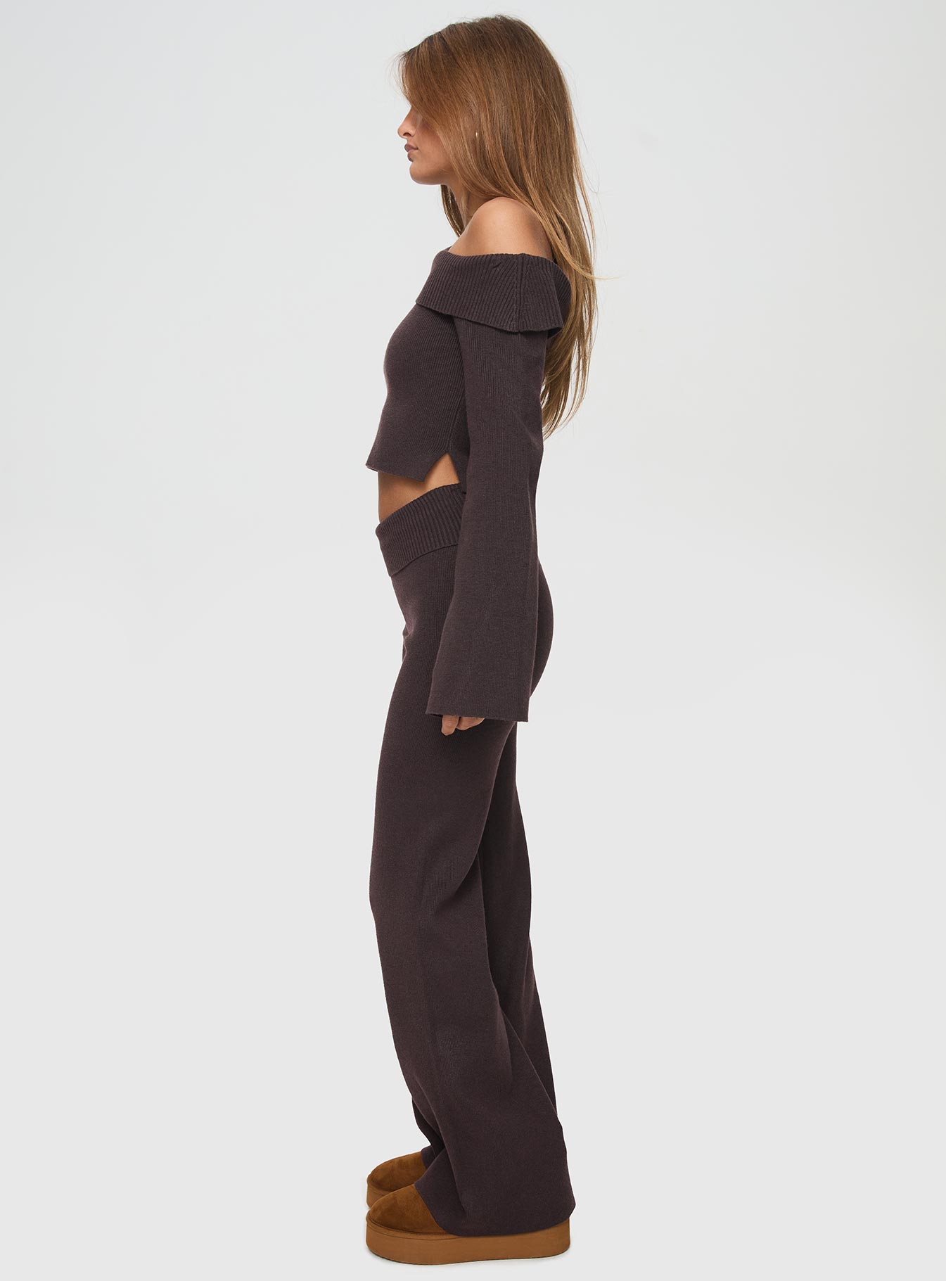 Try Me Knit Pants Chocolate women's pant set by Ellevoria