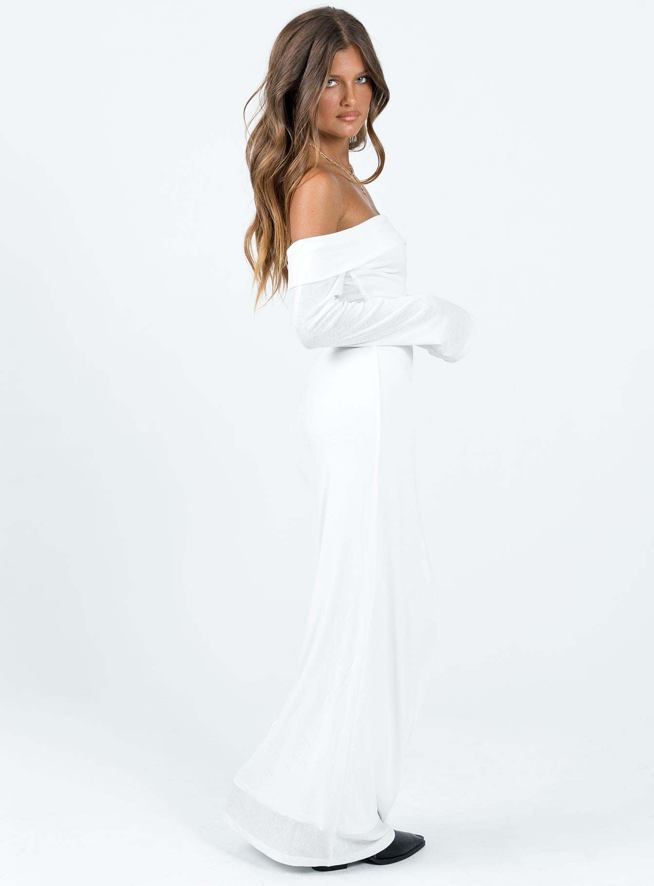 Maida Long Sleeve Maxi Dress White - women's maxi dress by Ellevoria - view 4