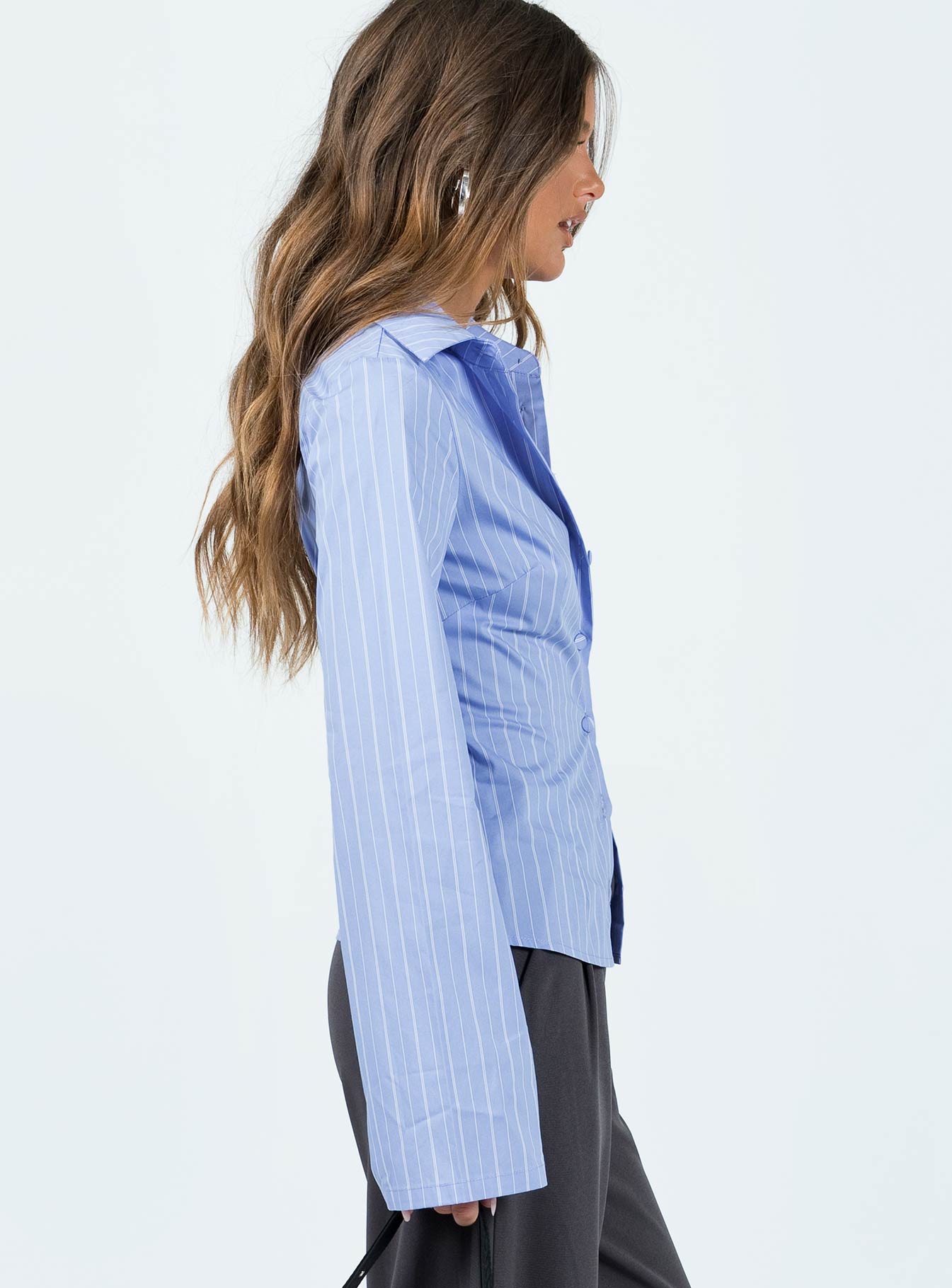 Anni Pinstripe Shirt Blue - women's shirt by Ellevoria - view 4