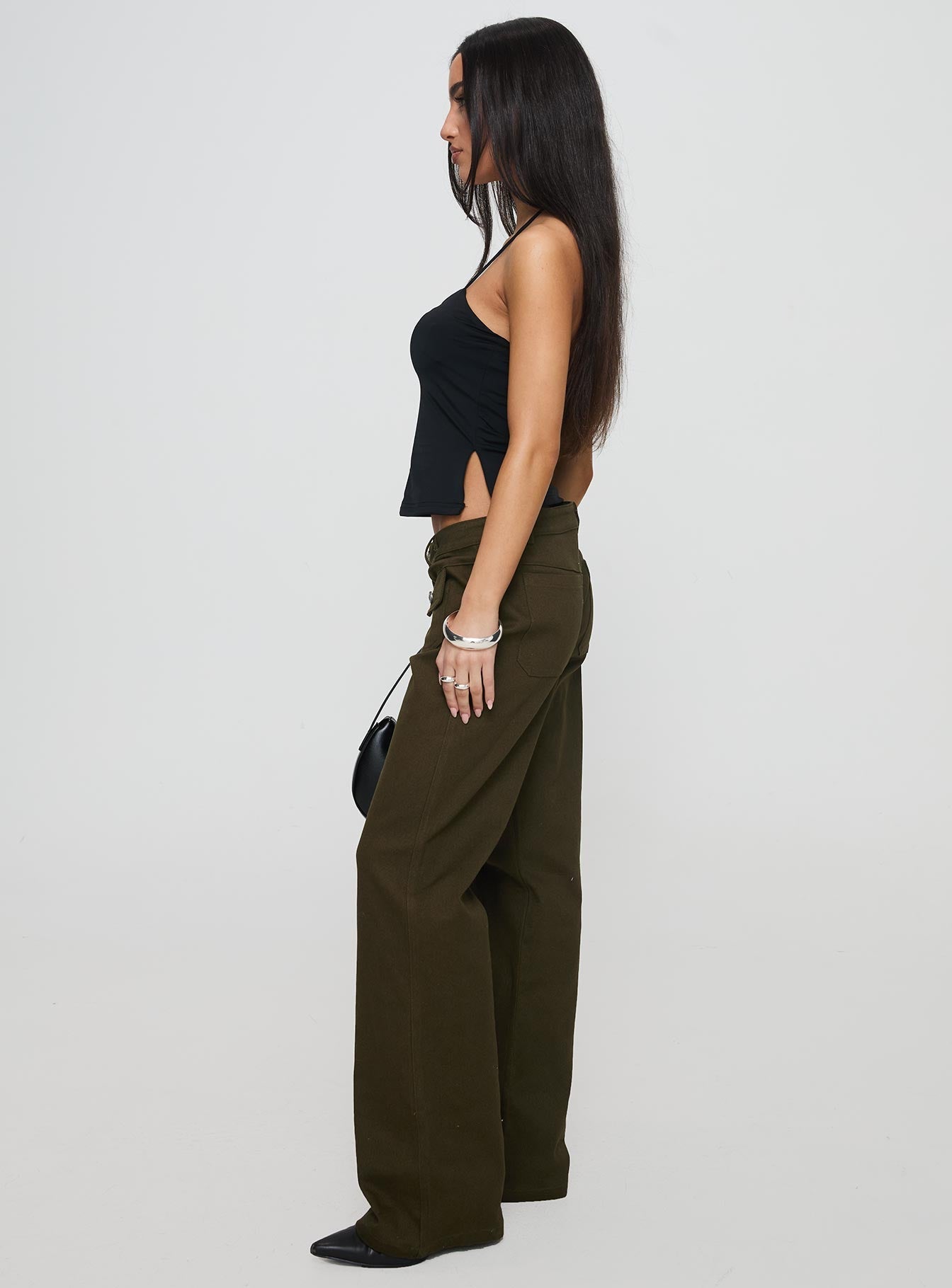 Benicale Low Rise Cargo Pants Olive - loose fit women's bottoms by Ellevoria