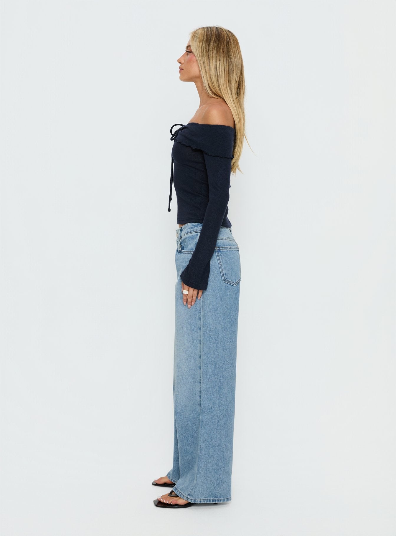 Ellanor Low Rise Slouch Denim Jean Washed Mid Blue Wash women's denim jeans by Ellevoria
