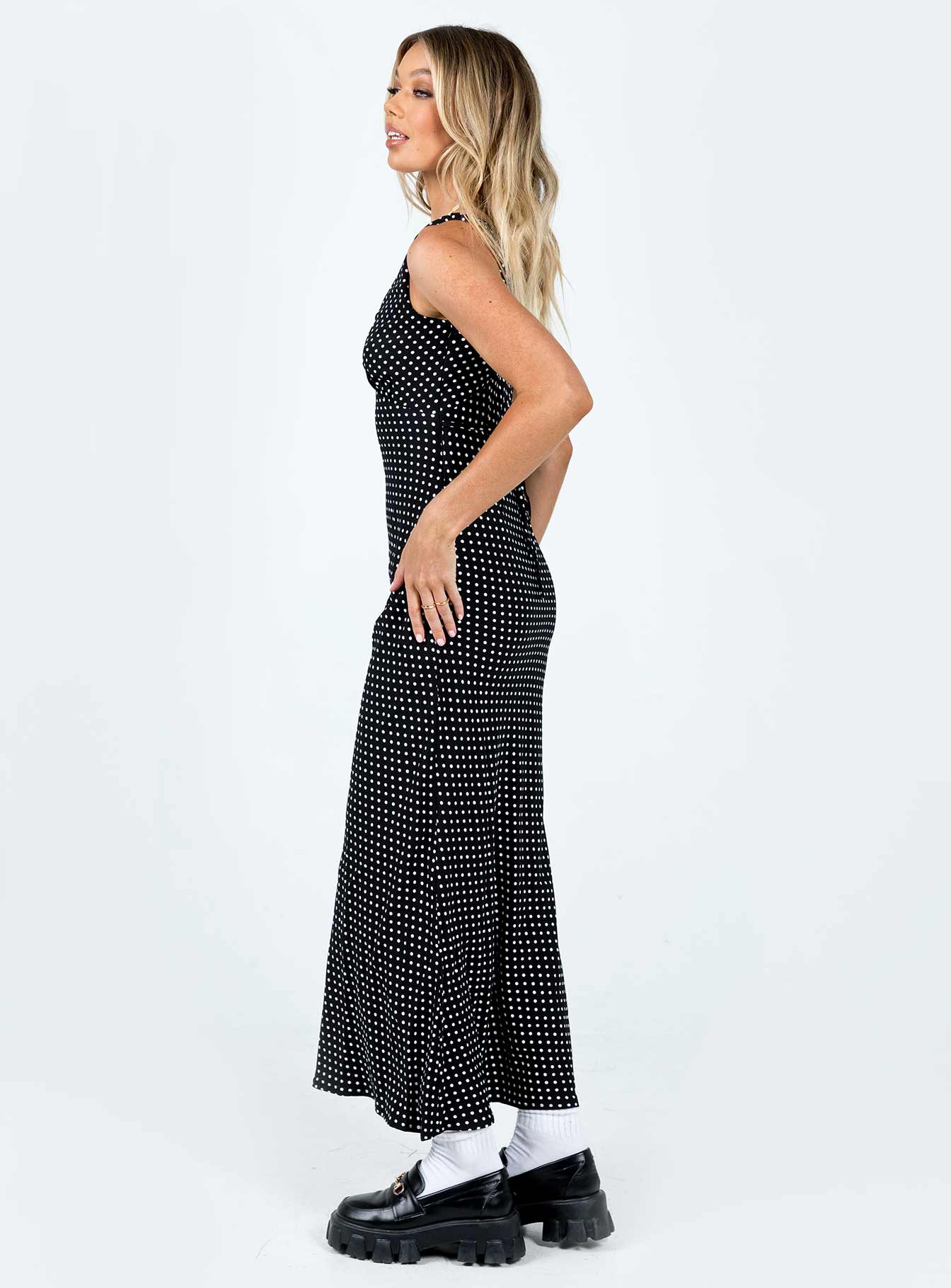 Nellie Maxi Dress Black Polka Dot - women's maxi dress by Ellevoria - view 4