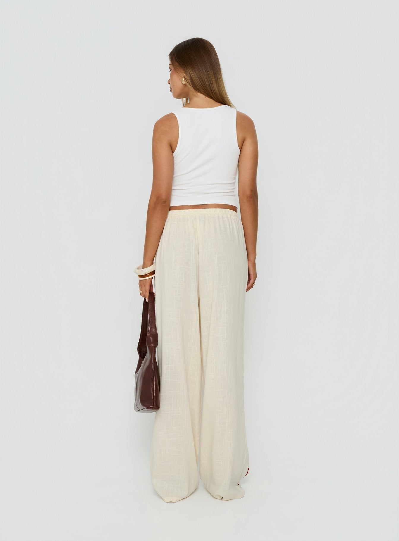 Grazia Pants Cream / Red women's pant set by Ellevoria