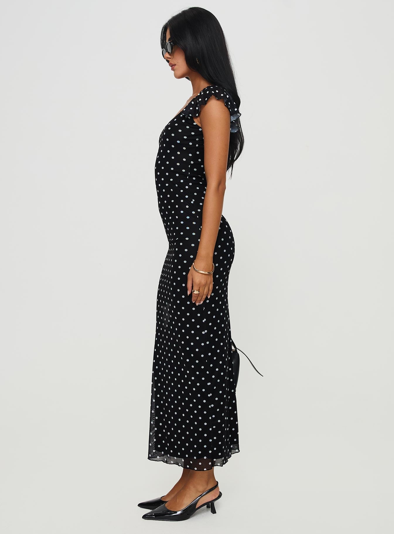 Sandberg Maxi Dress Black Polka Dot - women's maxi dress by Ellevoria - view 4