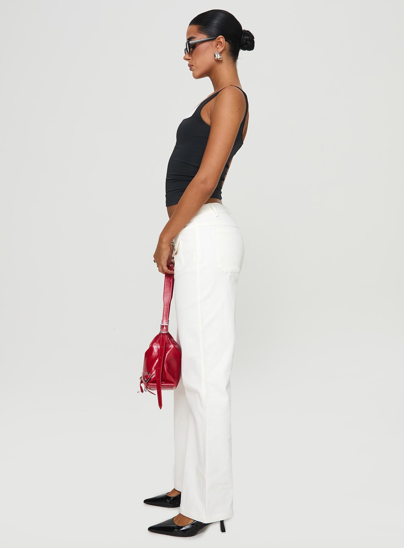Benicale Low Rise Cargo Pants White - loose fit women's bottoms by Ellevoria