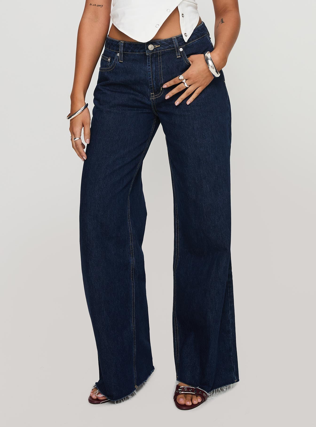 Darla Low Rise Straight Leg Jean Dark Blue Wash women's denim jeans by Ellevoria