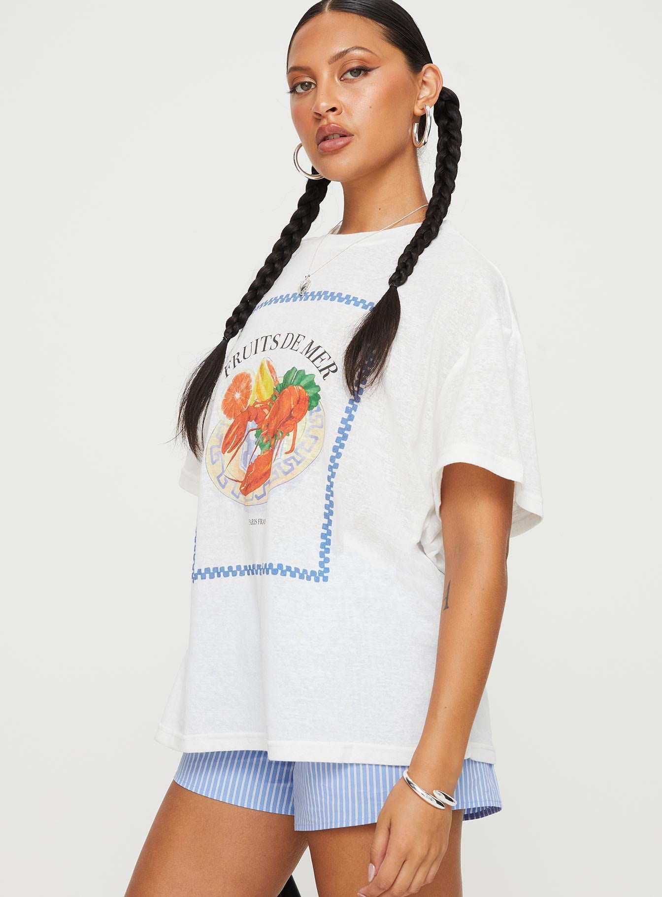 Larry Lobster Oversized Tee White - women's top by Ellevoria - view 4