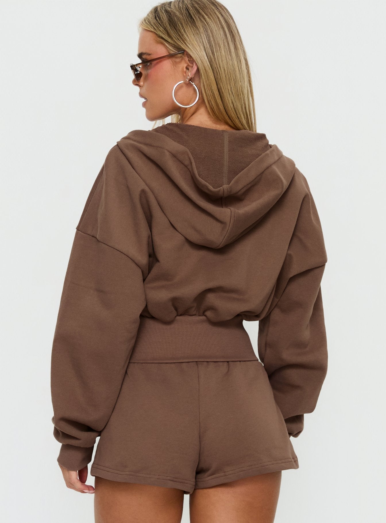 Daytime Cropped Blouson Hoodie Cocoa women's sweater by Ellevoria