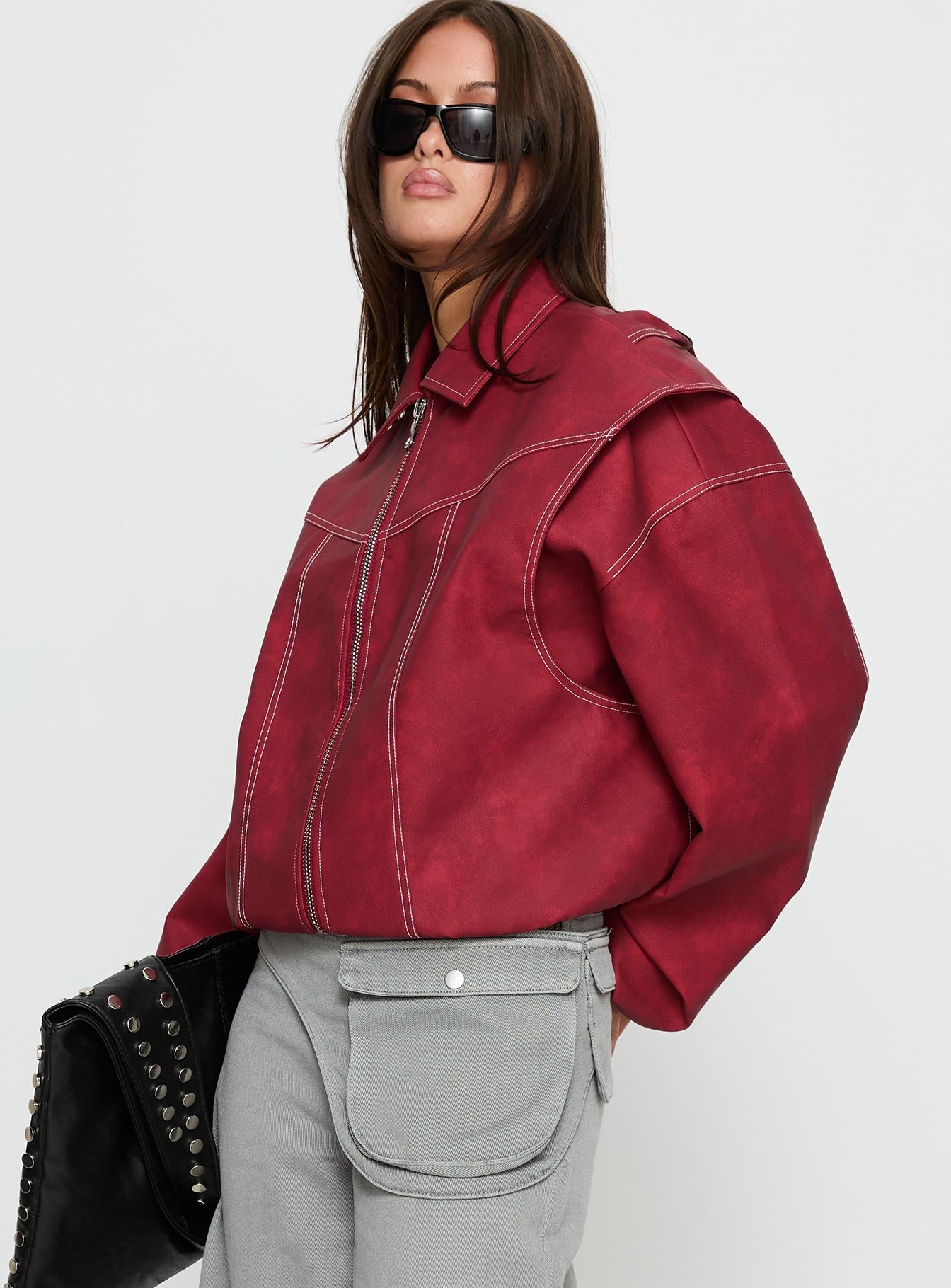 Vista Bomber Jacket Crimson women's jacket by Ellevoria